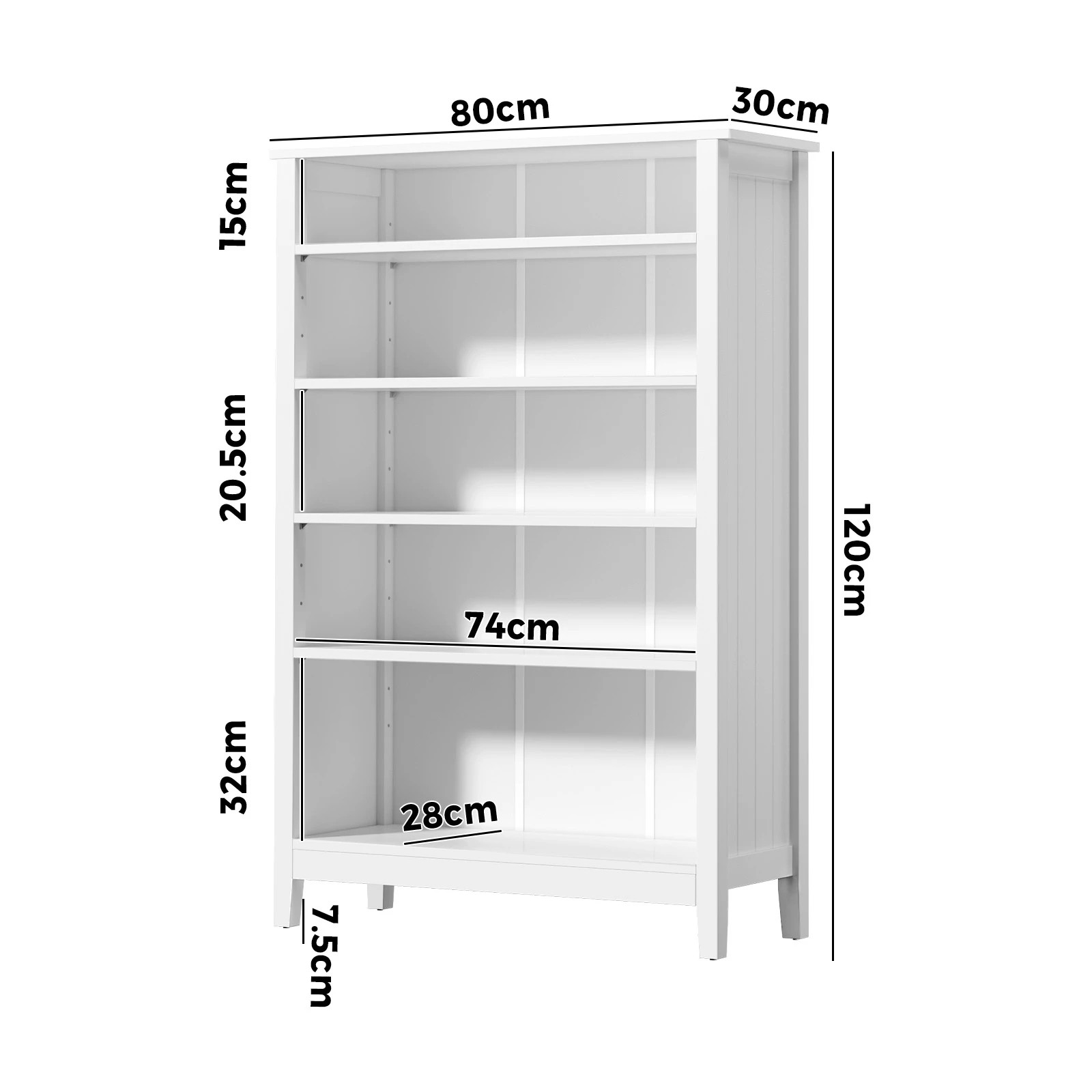 2 Oikiture Bookshelf Bookcase Display Shelf 5-tier Storage Cabinet
 - White, 2 of 6