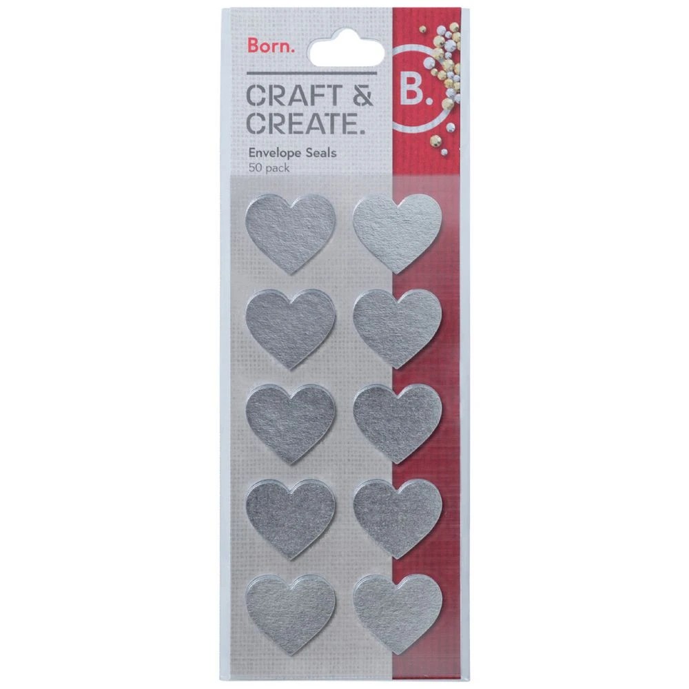 1 Born Glitter Heart Envelope Seals 50 Pack, 1 of 2