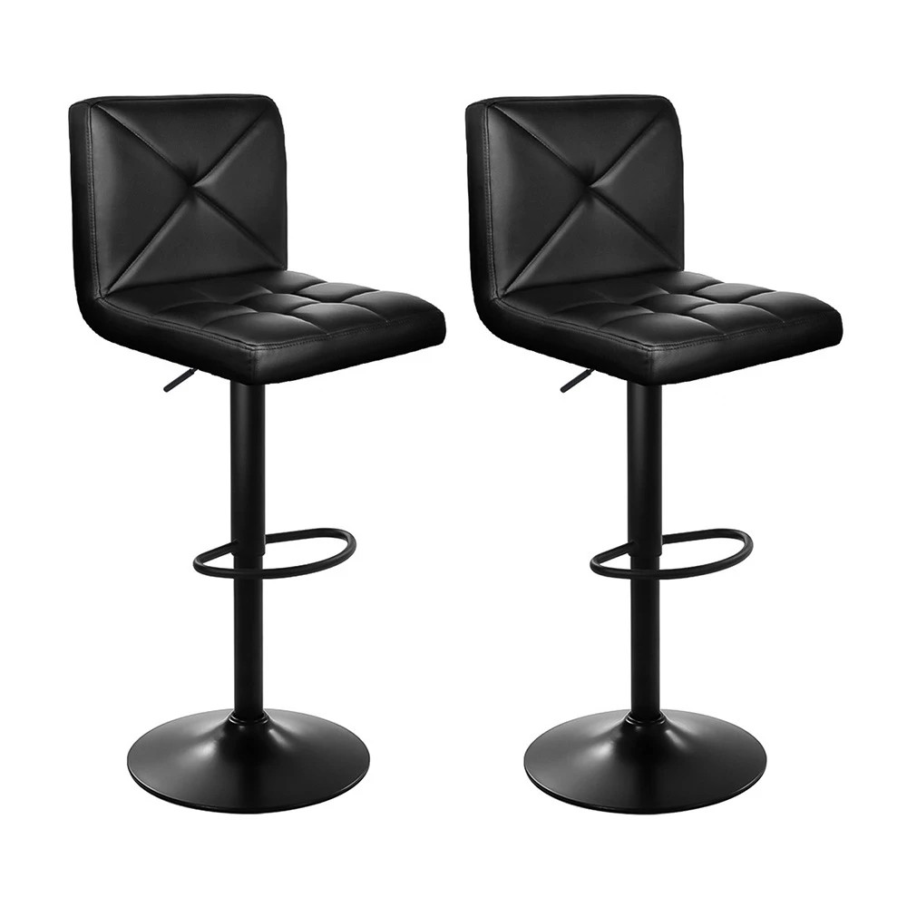 1 Artiss 2x Bar Stools Gas Lift Leather Stool - Black, 1 of 7