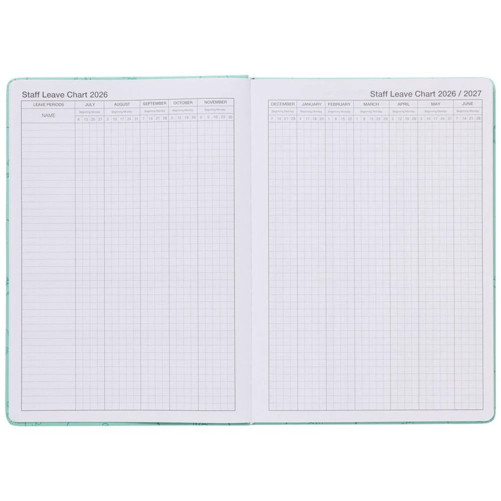 5 J.Burrows A4 Week-To-View Embossed Diary FY26/27 Sage, 5 of 6