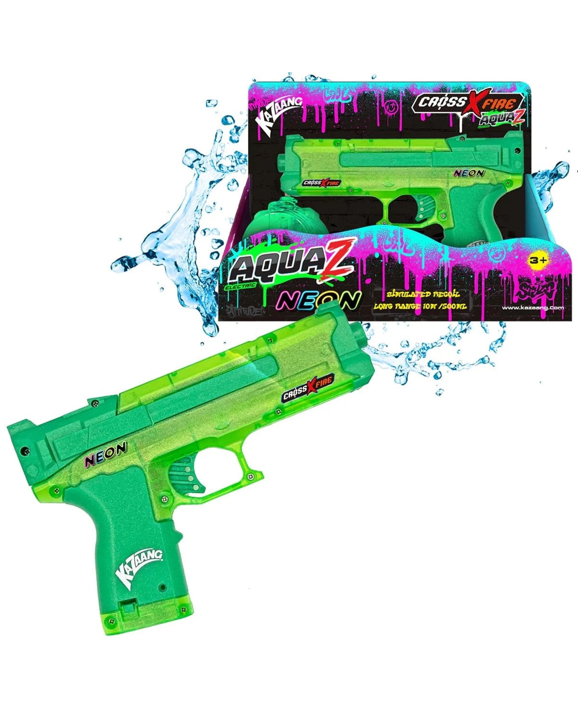 1 Kazaang CrossXFire AquaZ Electric Neon Green Water Gun, 1 of 3