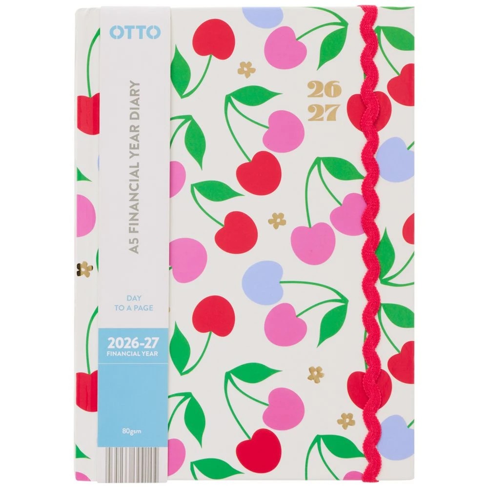 1 Otto A5 Day To Page Diary FY26/27 Cherries, 1 of 7