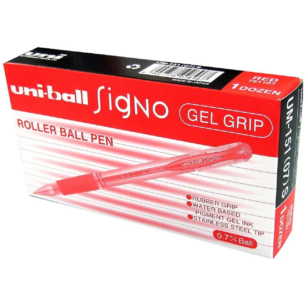 1 Uni-Ball Signo Gel Grip Gel Pen Red 12 Pack, 1 of 3