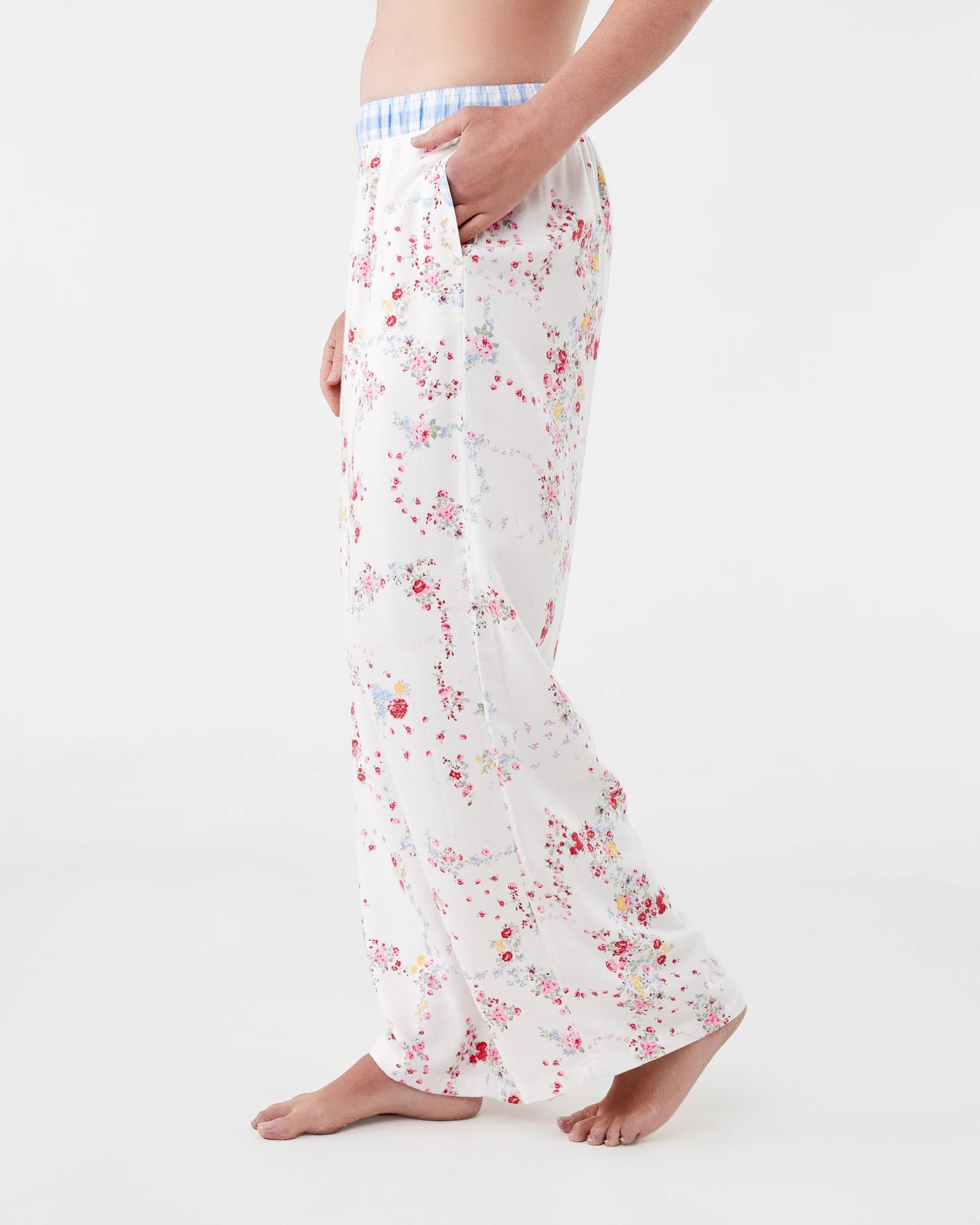 2 Boyfriend Contrast Waistband Flannel Pants Vint Florl, 2 of 5