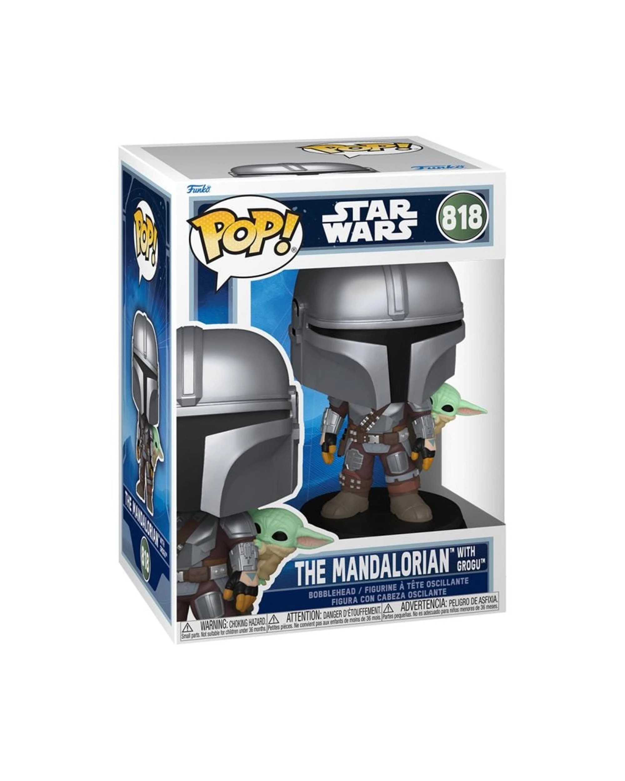 3 Star Wars The Mandalorian and Grogu: The Mandalorian with Grogu Bobblehead Funko POP! Vinyl, 3 of 3