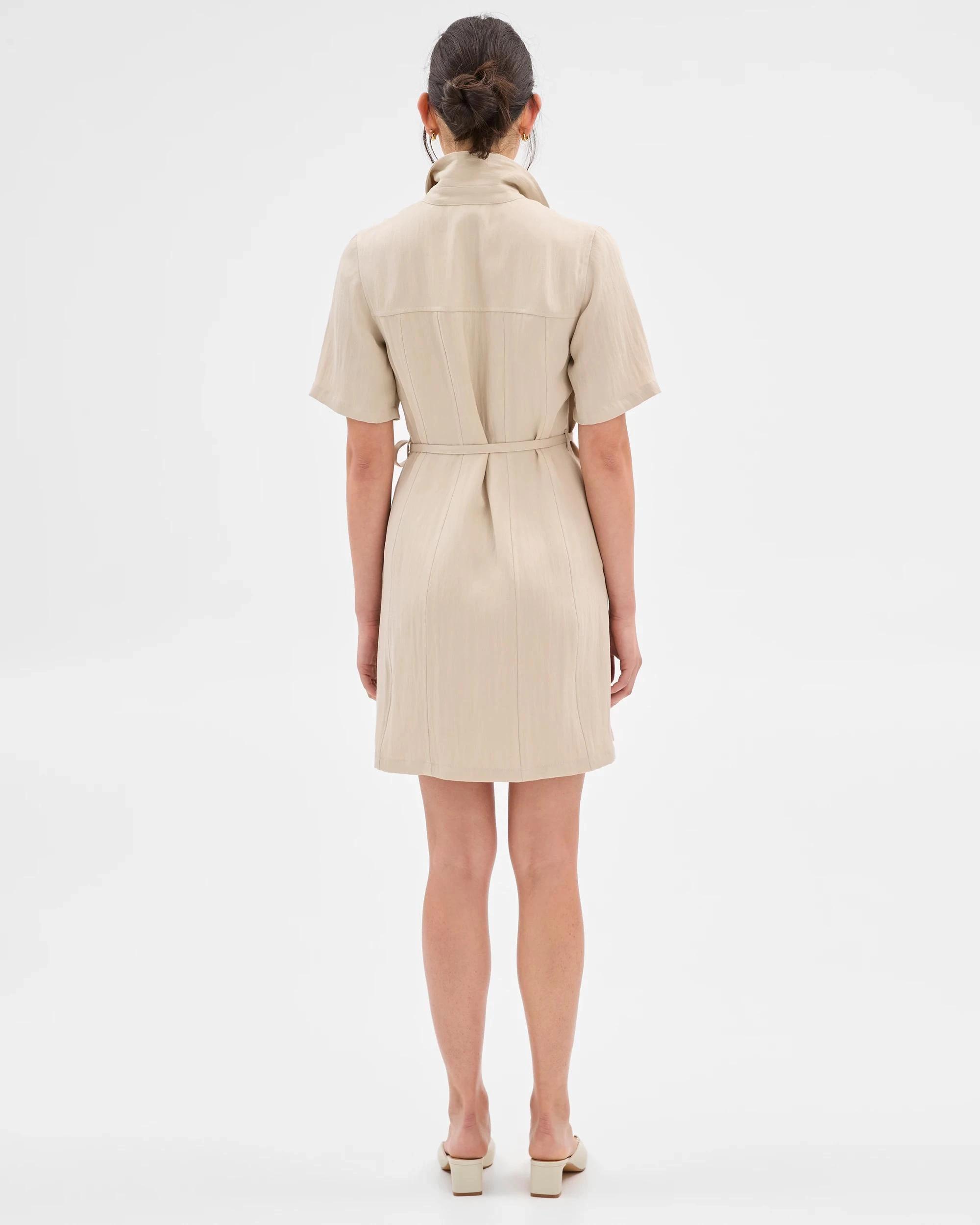 8 Summer Twill Seam Detail Mini Dress - Preview SAGE, 8 of 9