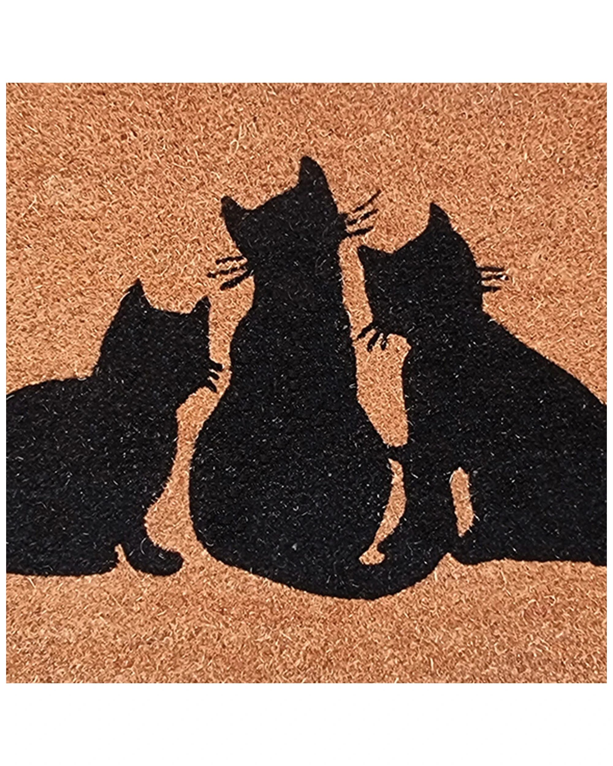 4 Solemate PVC Backed Coir Cats Design 45x75cm Slim Outdoor Stylish Doormat - Multi, 4 of 4