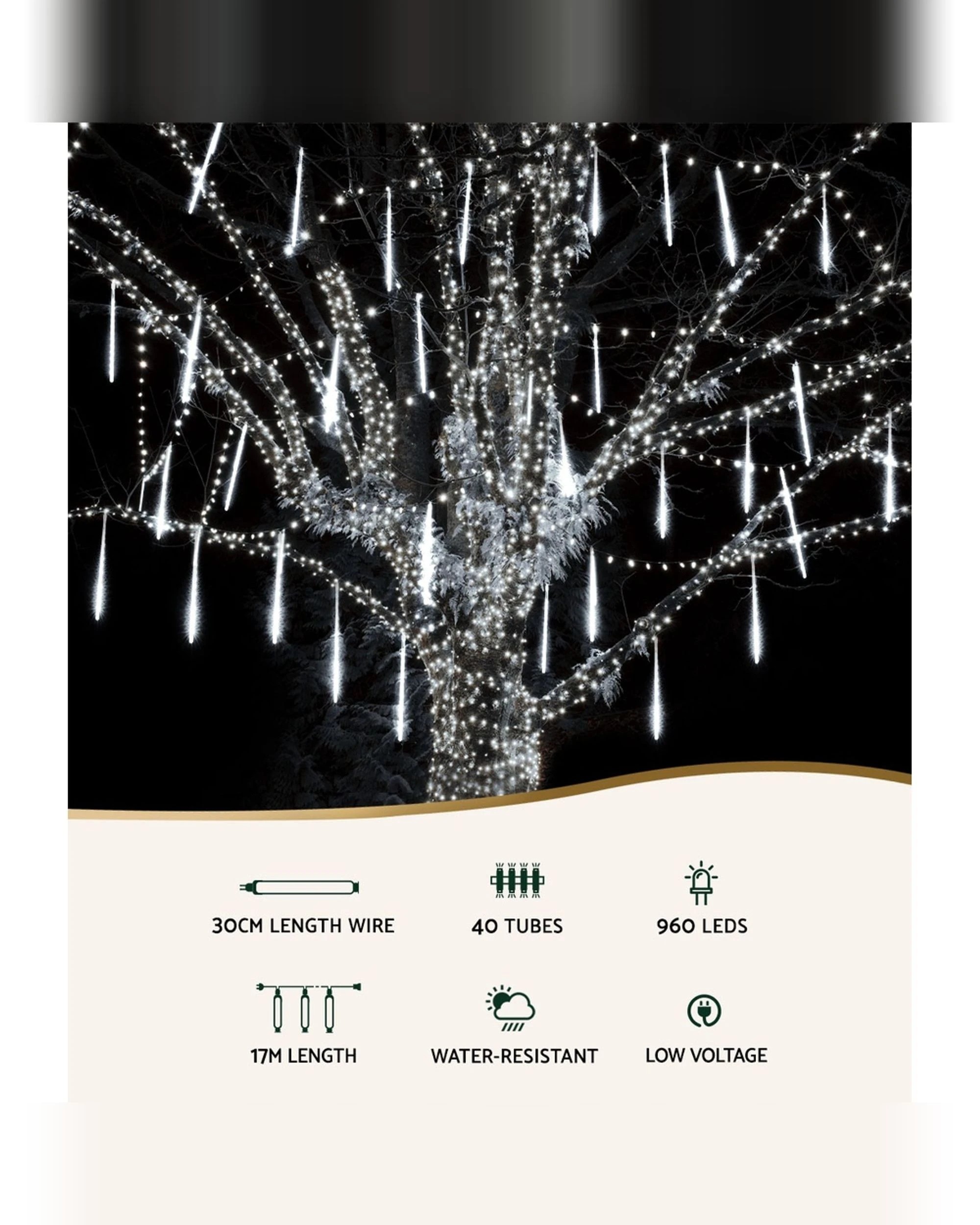 3 Jingle Jollys 12M Christmas Lights Shower Light 960 LED Falling Meteor - Multi, 3 of 7