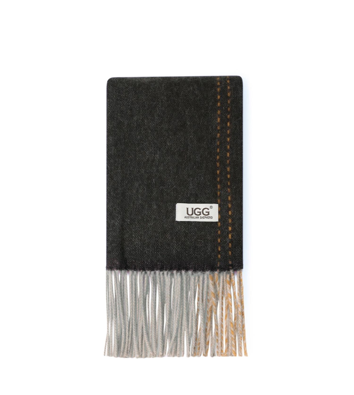1 Australian Shepherd UGG Rasora 100% Wool Plain Scarf COFFEE, 1 of 5