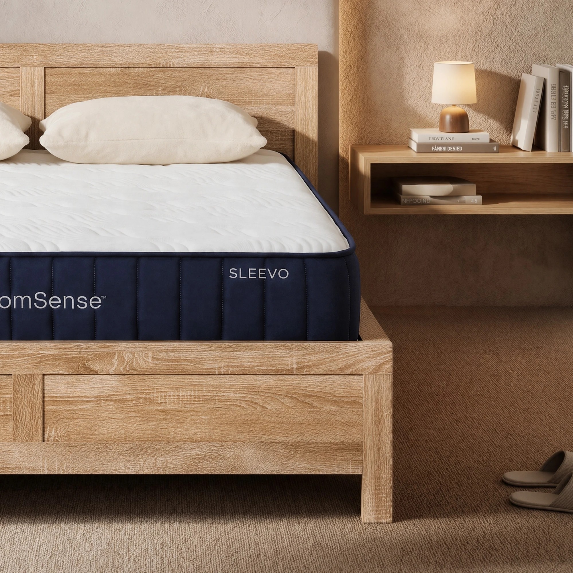 9 RoomSense 26cm Firm Mattress Bundle with Oatmeal Wooden Bed Frame - Queen Bed - Brown, 9 of 9