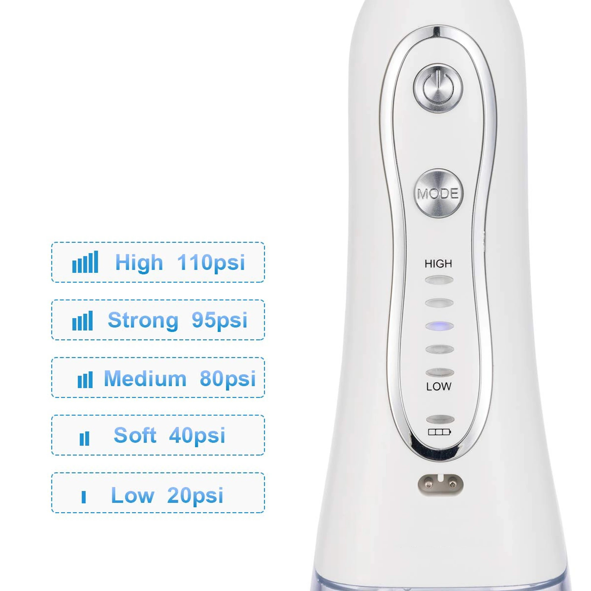 5 TODO Rechargeable Water Dental Jet Pick Flosser 5 Mode 110 PSI 2000mAh 3.7V Travel Oral Irrigator, 5 of 6