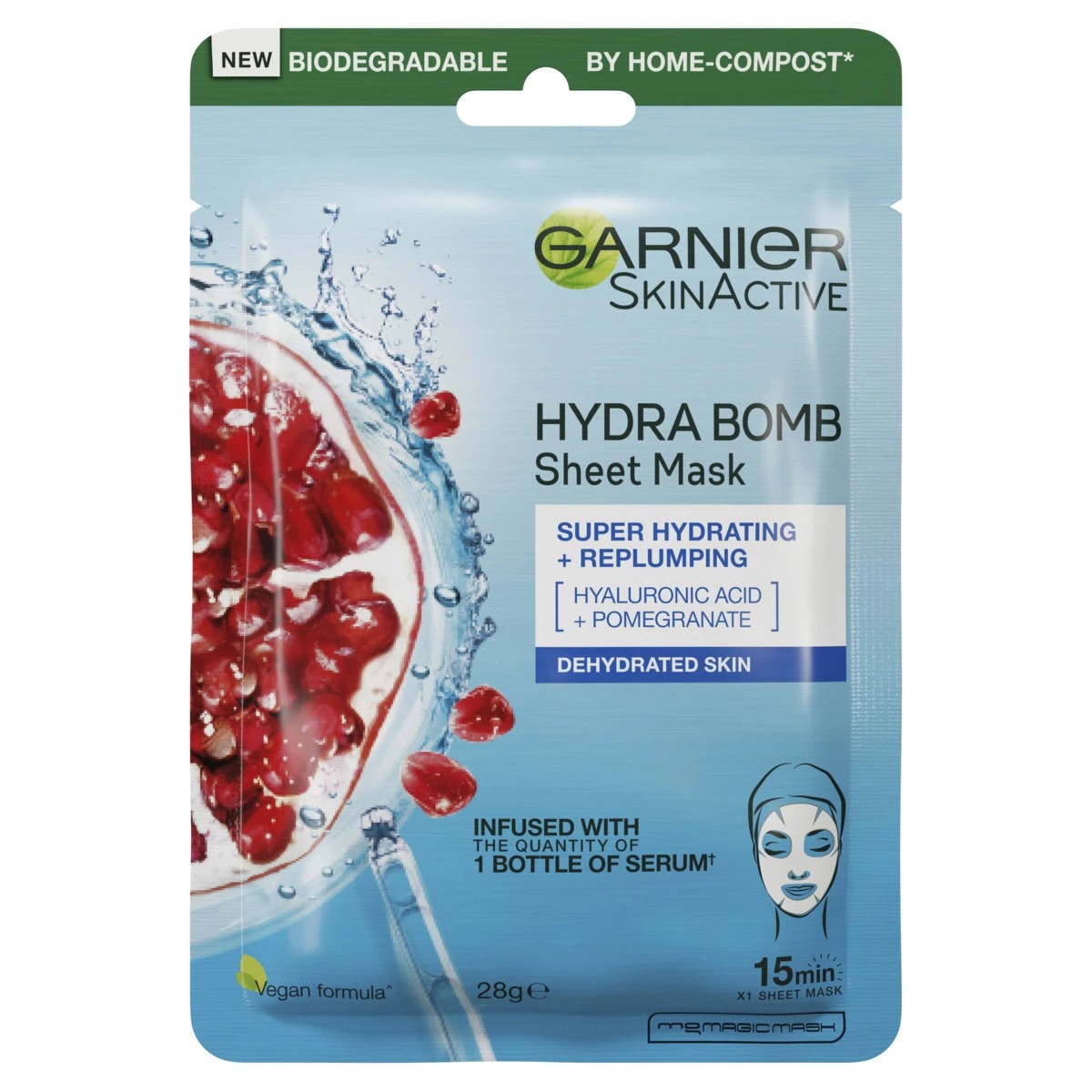 2 Garnier SkinActive 5 Pack Hydra Bomb Sheet Mask - Hyaluronic Acid and Pomegranate, 2 of 9
