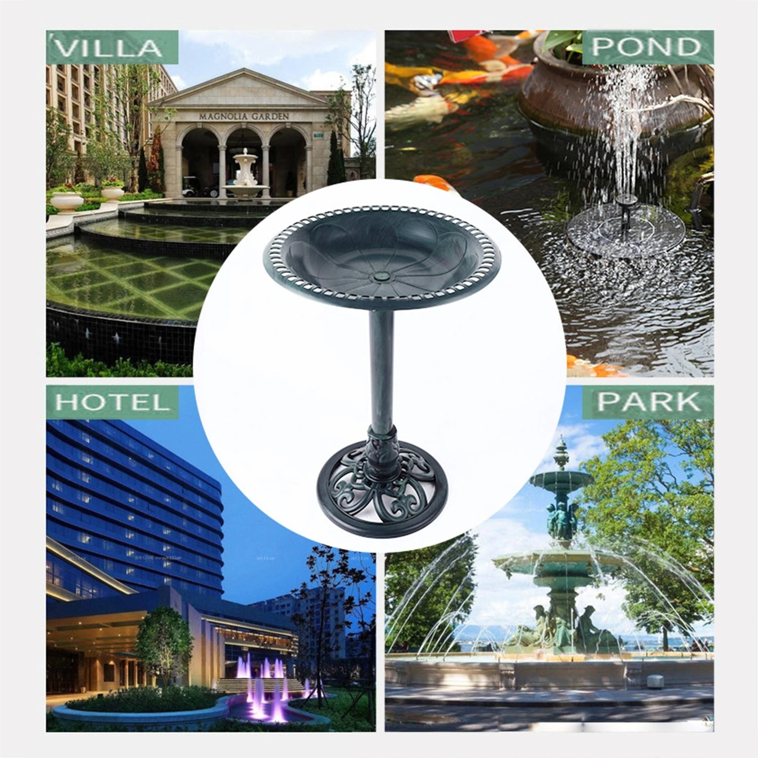 2 Petbro Birdbath Water Bowl Bird Bath Feeder Station Outdoor Pedestal Garden Decor Art, 2 of 10
