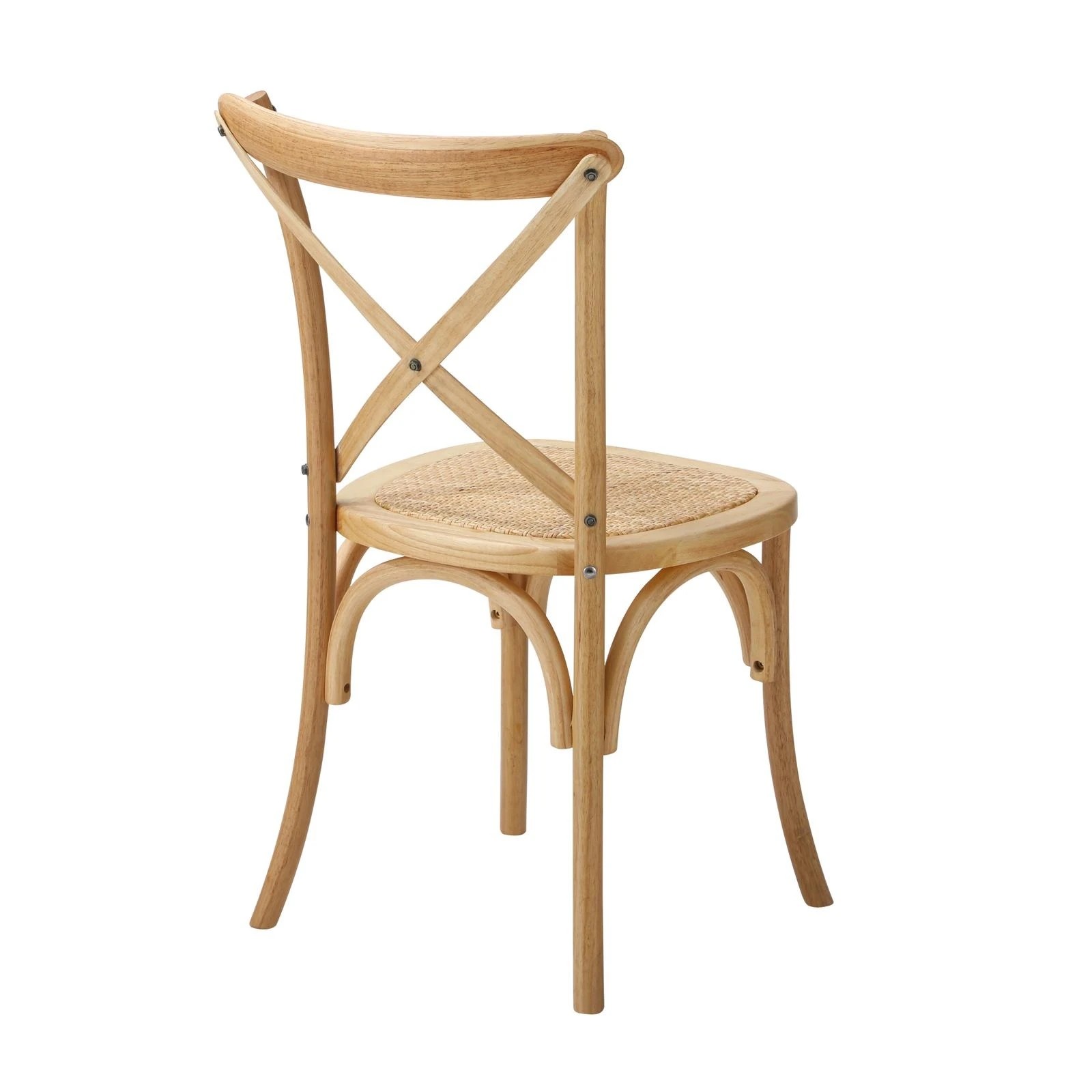 6 Oikiture 4PCS Crossback Dining Chair Solid Birch Timber Wood Ratan Seat - Natural, 6 of 9