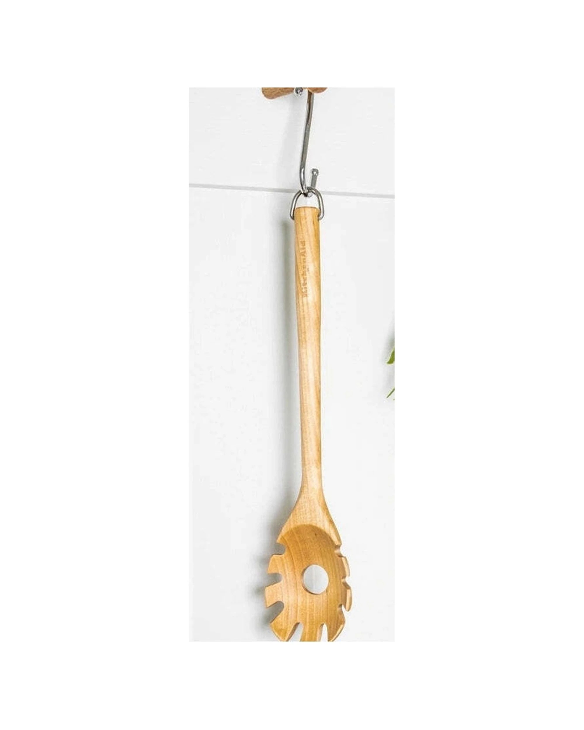 4 KitchenAid Birch Wood Past Fork Cooking Utensil With Hanging Loop - Brown, 4 of 5