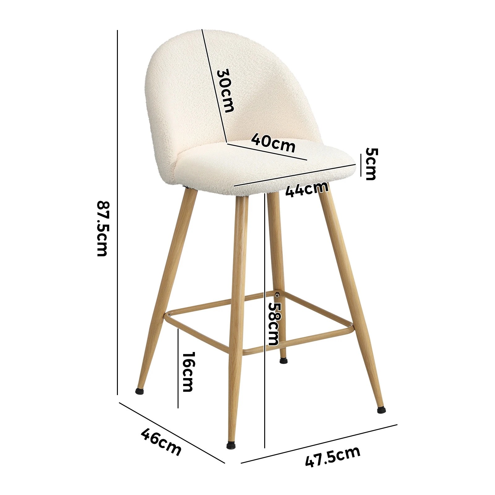10 Oikiture 4x Bar Stools Kitchen Dining Chairs Counter Stool Boucle Padded Stools
 - Beige, 10 of 10