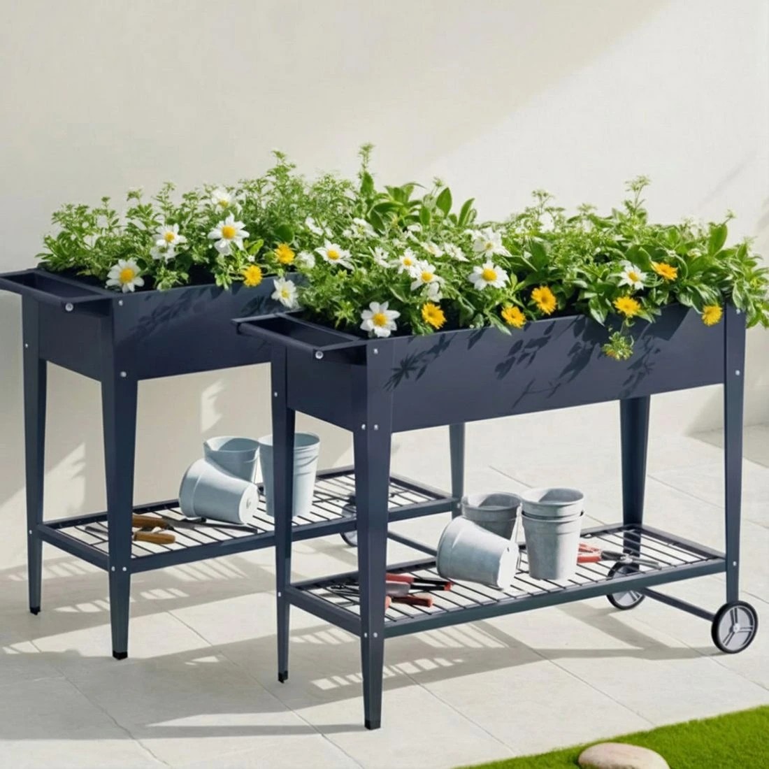 7 Green Fingers Raised Garden Bed x2 Elevated 100X40X80cm Planter Box Raised Container Herb - Grey, 7 of 7