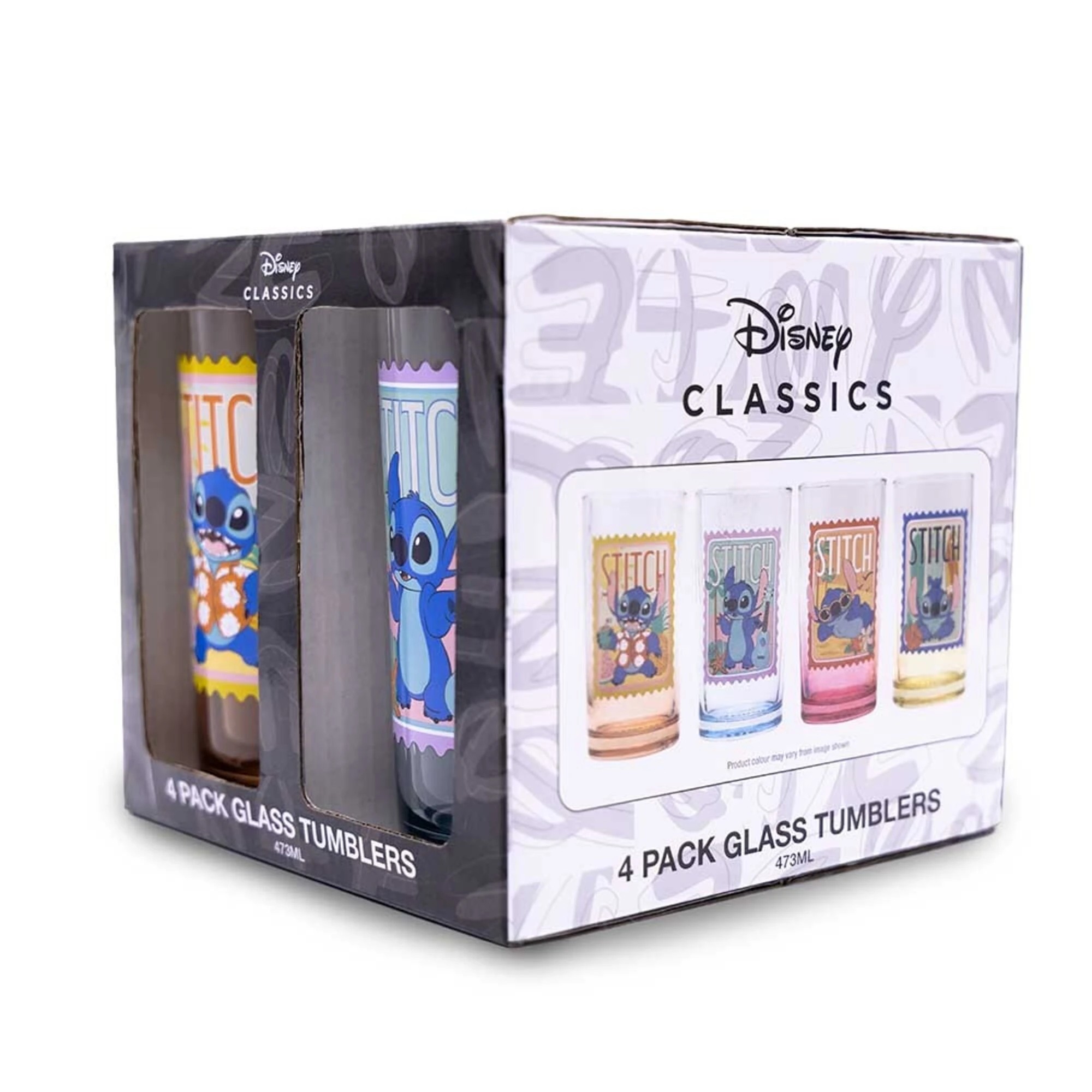 4 Disney - Lilo & Stitch - Stitch Postal Stamps Glass 4-Pack, 4 of 4