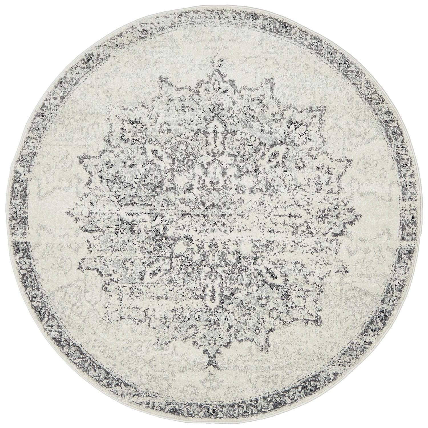 1 Common Ground Rugs Lustre Rita 150x150cm Round - Small Pet Friendly Rug - Silver, 1 of 5