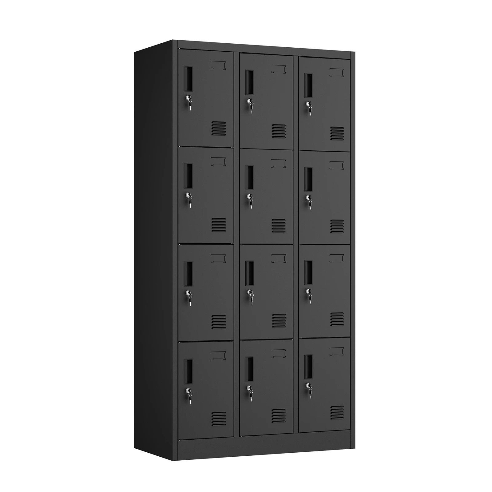 1 Oikiture 12 Doors Locker Cabinet Steel Storage Cupboard Office School Gym - Black, 1 of 7