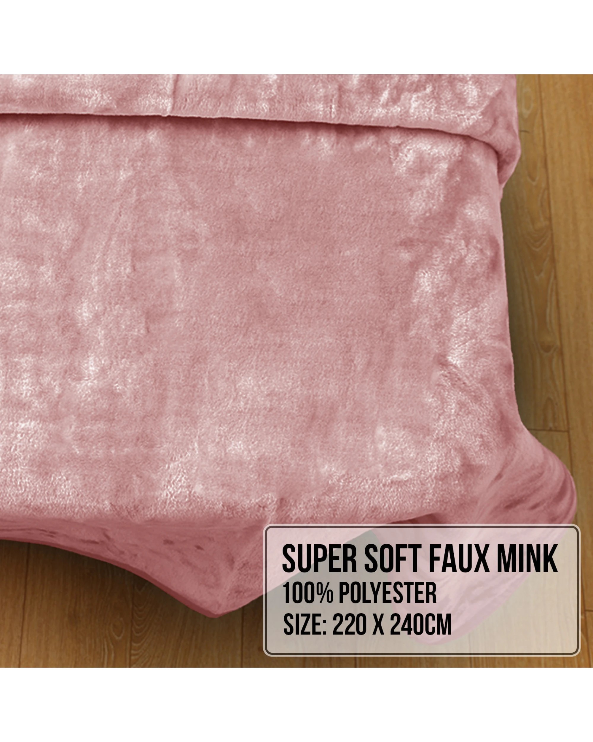 6 Laura Hill 600-gsm Mink Blanket Double-sided Soft Plush Bed Faux Throw Rug Wine Pink
 - Queen Bed, 6 of 9