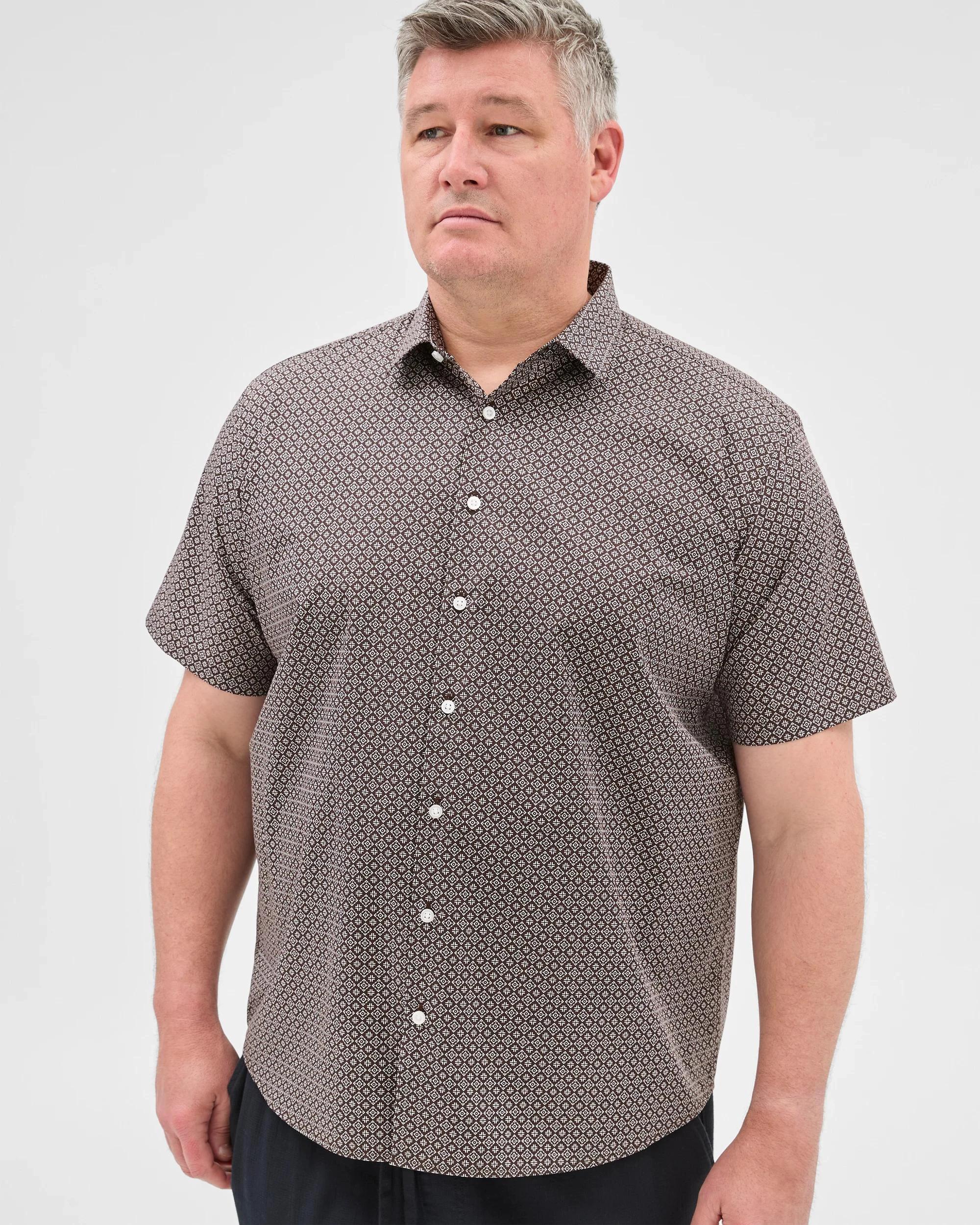 5 Target Man Plus Plus Size Australian Cotton Short Sleeve Print Shirt CHOC, 5 of 6