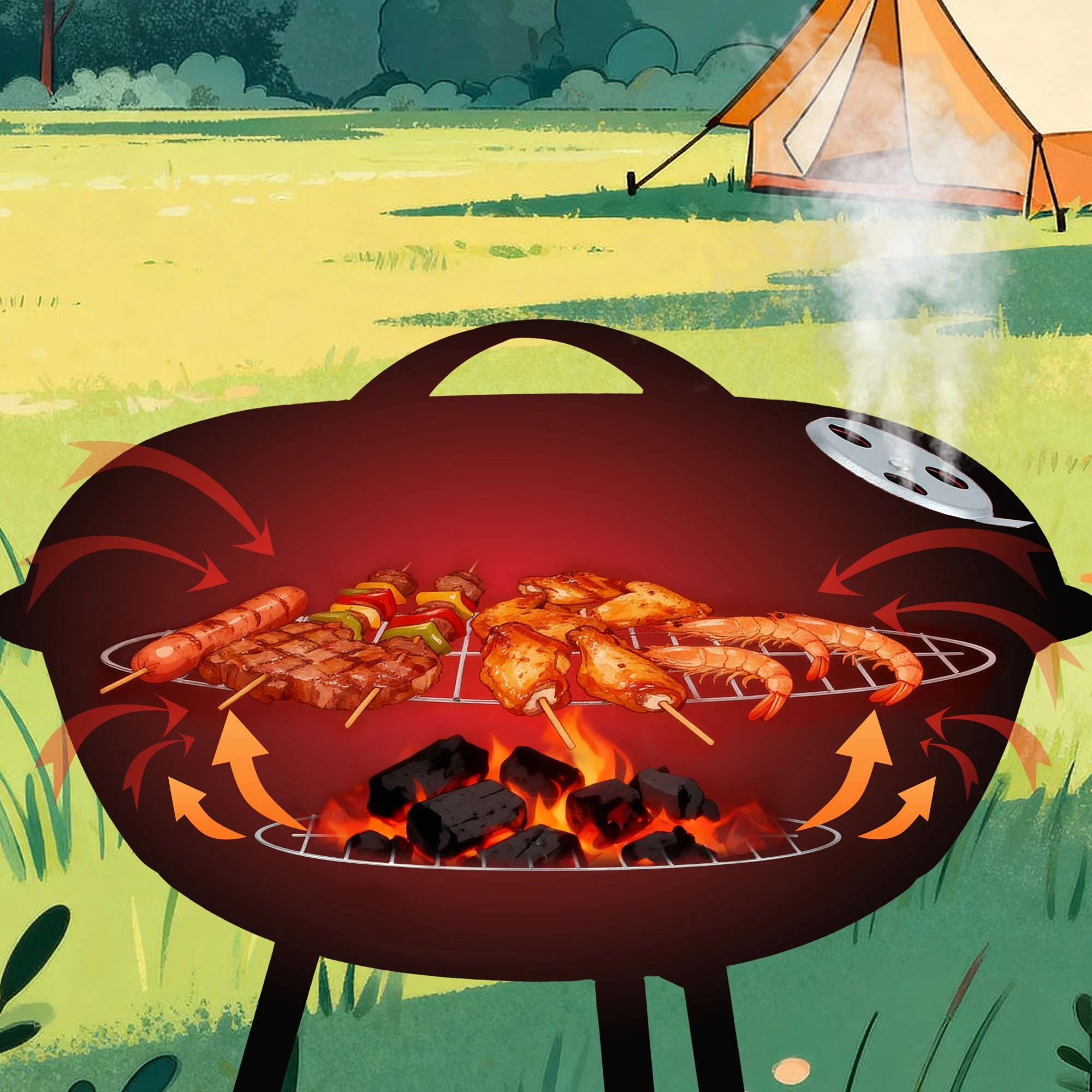 5 Grillz BBQ Grill Portable with Lid for Camping Outdoor - Black, 5 of 7