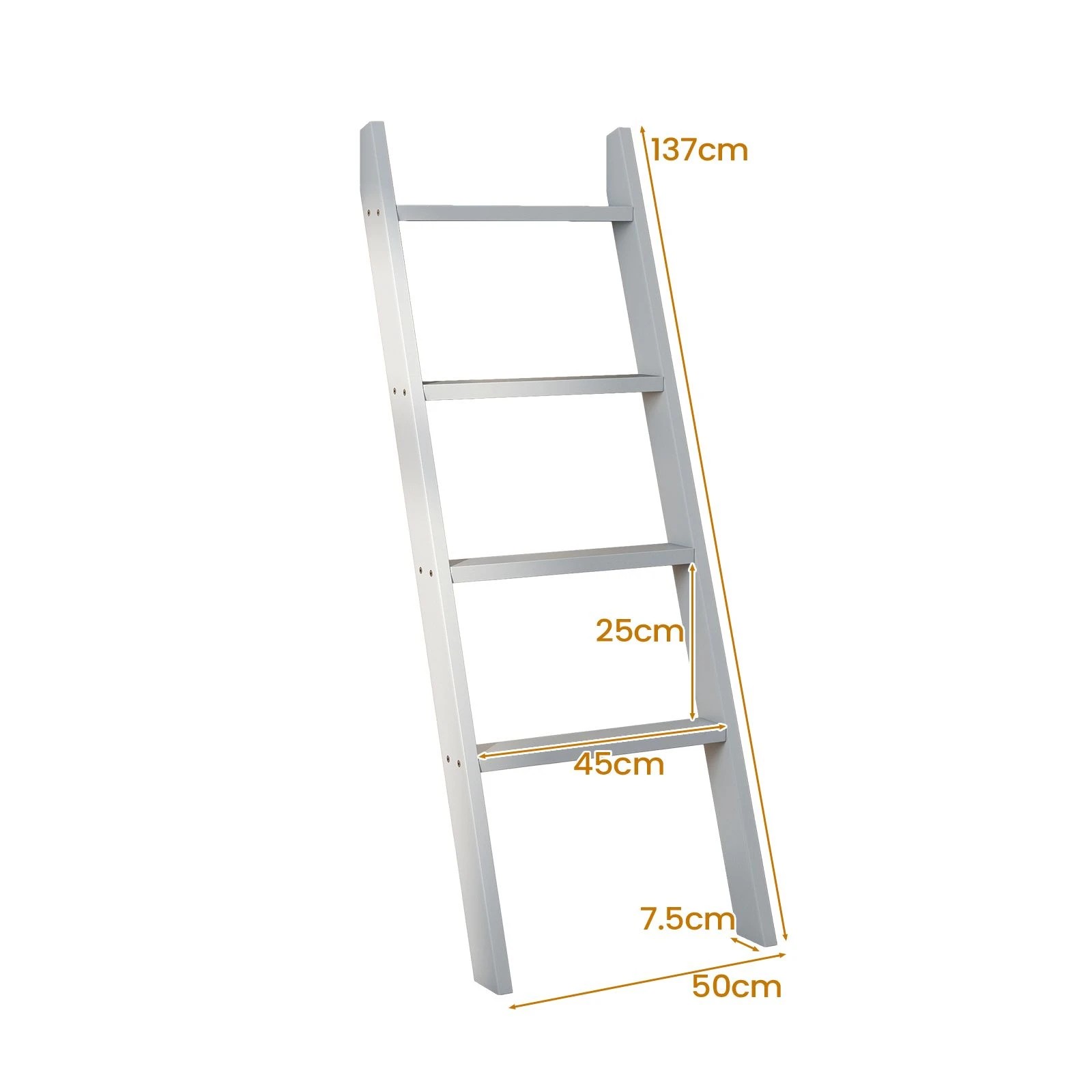 4 Costway 4-Tier Wall Leaning Blanket Ladder Wood Blankets Holder Towel Rack - Grey, 4 of 4