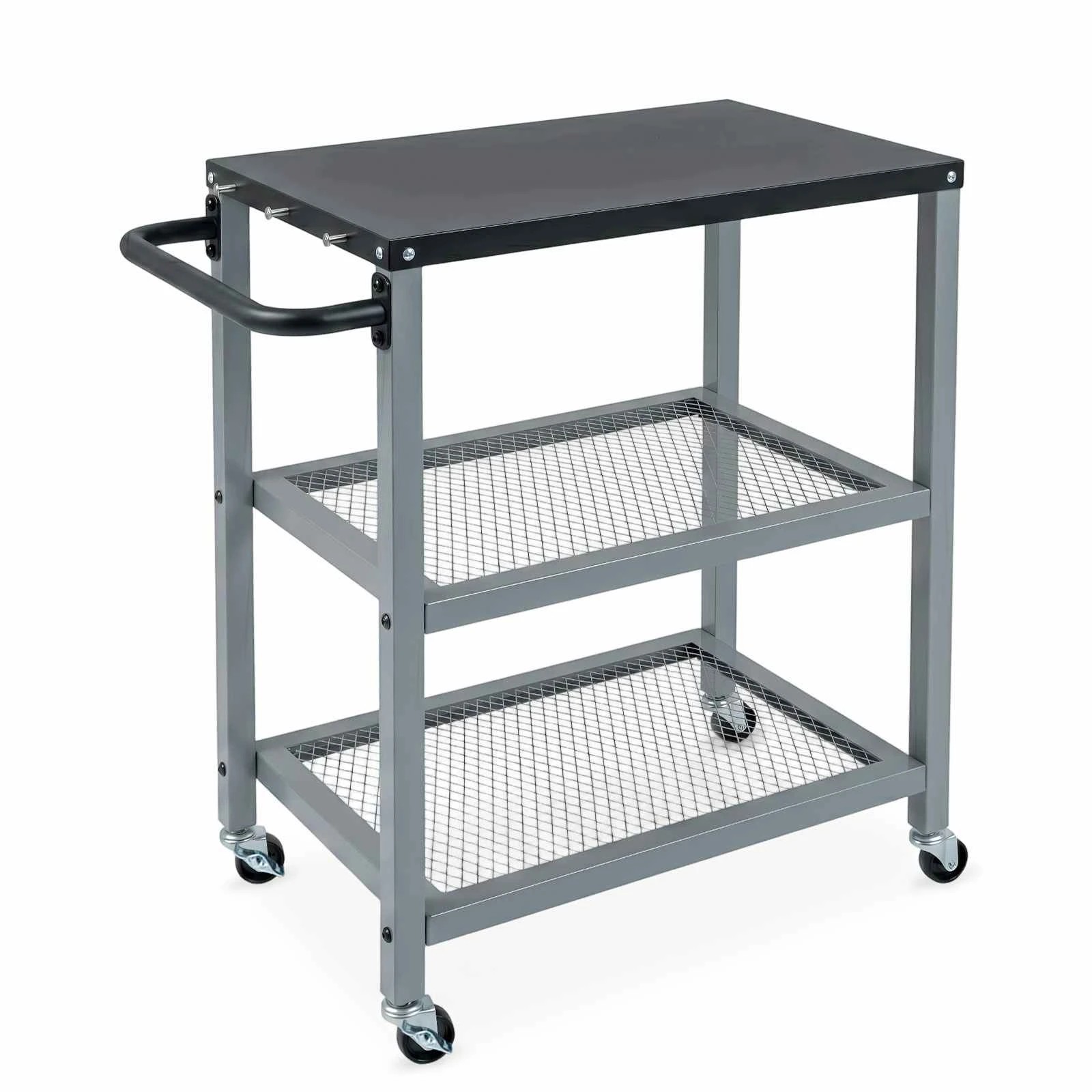 1 Costway 3-Tier Dining Cart Table Kitchen Serving Cart Mobile Food Prep Trolley - Silver, 1 of 4