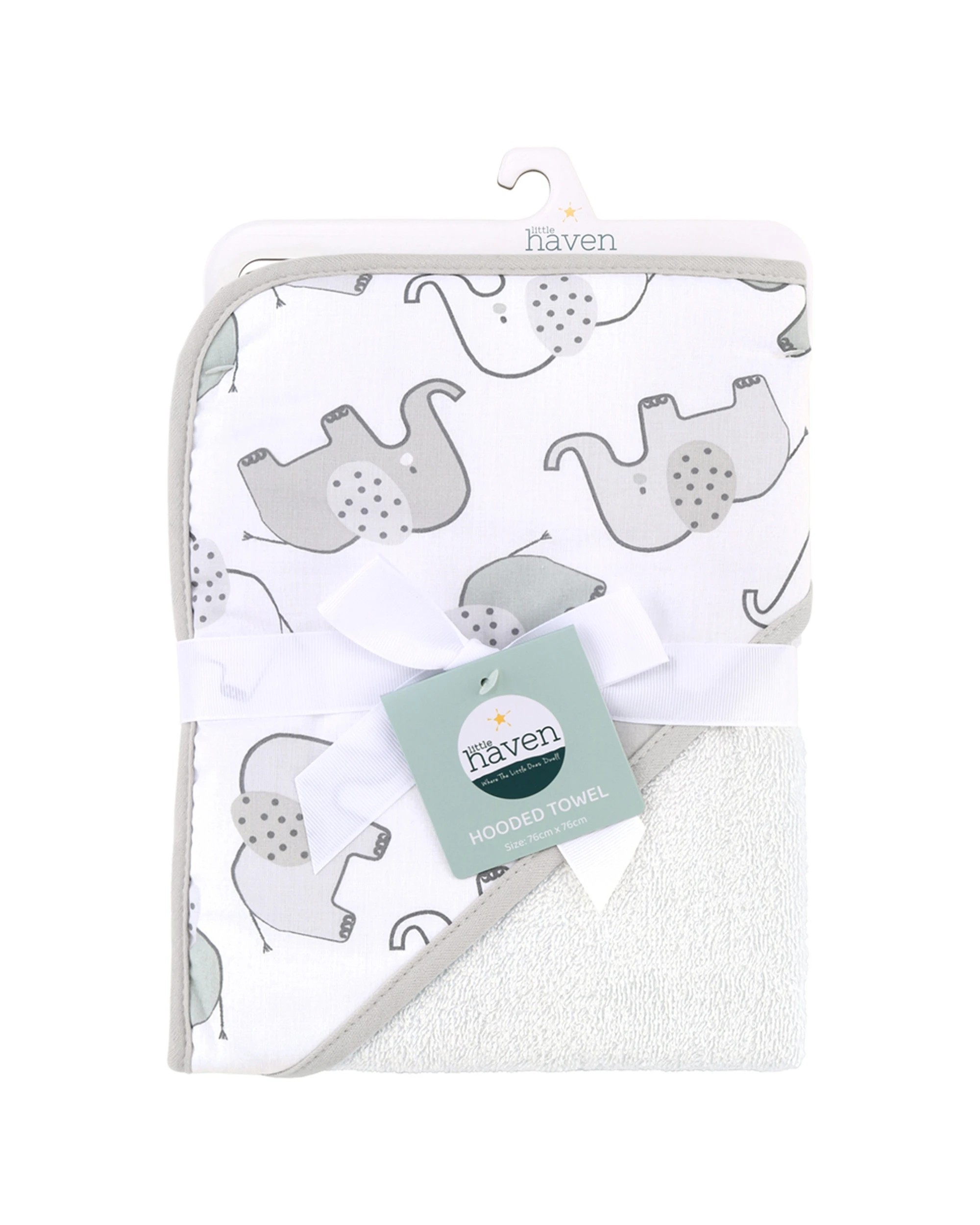 3 Little Haven Cotton Hooded Elephant Soft Baby Towel Bath Time Terry Unisex - Multi, 3 of 3