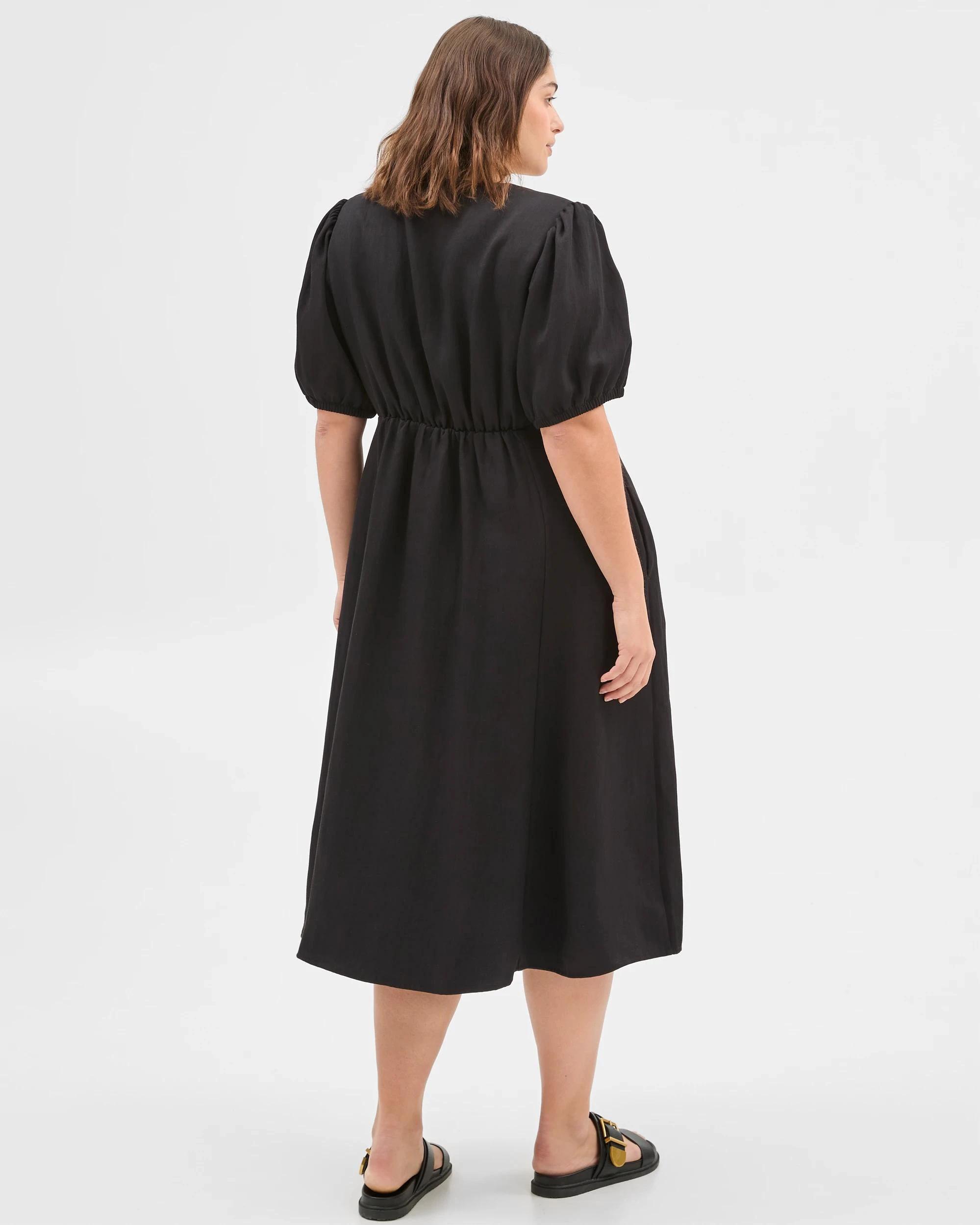 5 Target Curve Plus Size Puff Sleeve Midi Dress BLACK, 5 of 6
