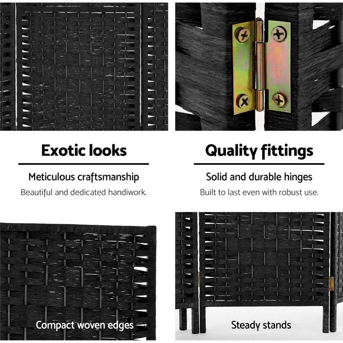 7 Artiss 8 Panel Room Divider Screen 326x170cm Woven - Black, 7 of 8