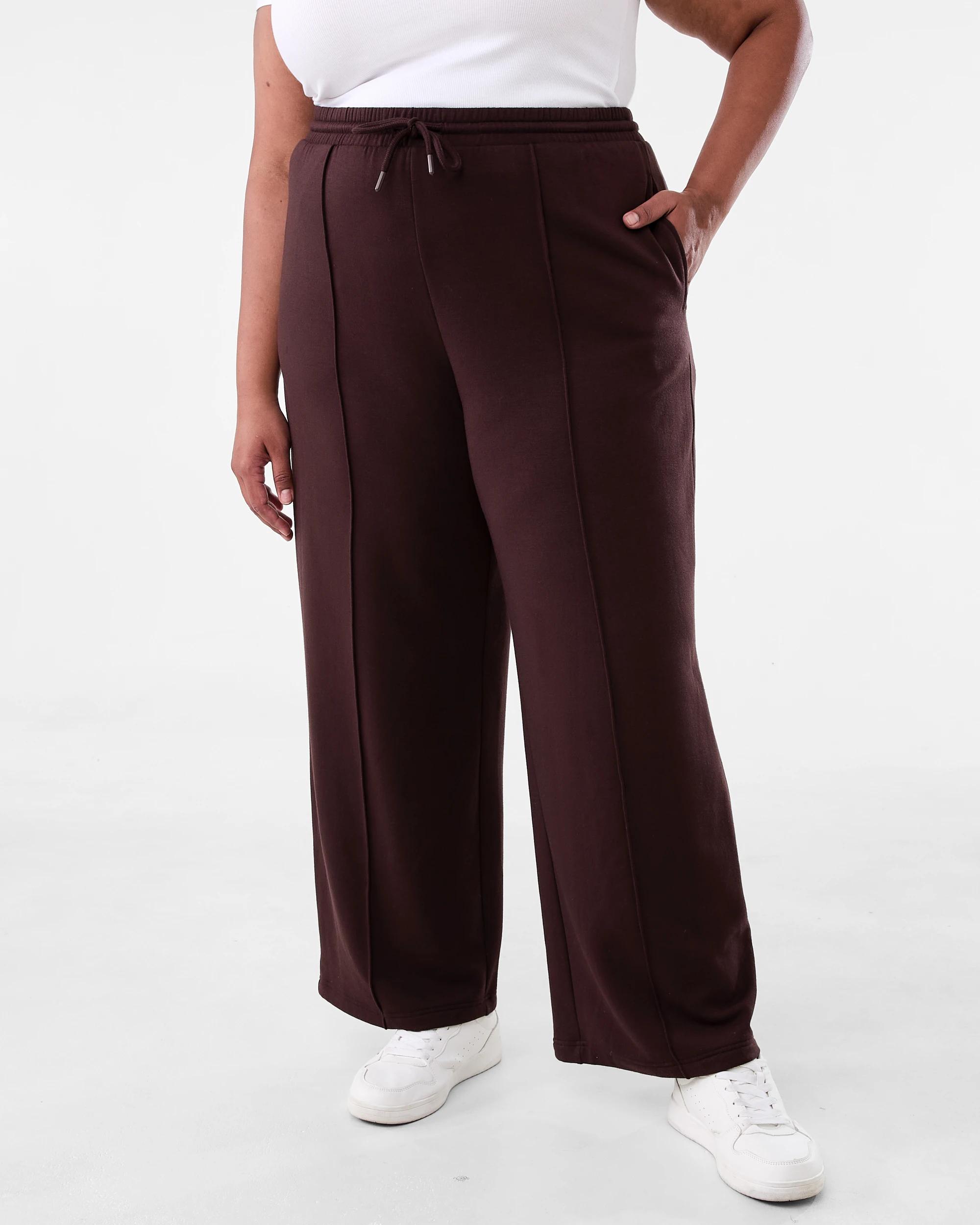 1 Curve Soft Touch Wide Leg Trackpants Choc Plum, 1 of 5