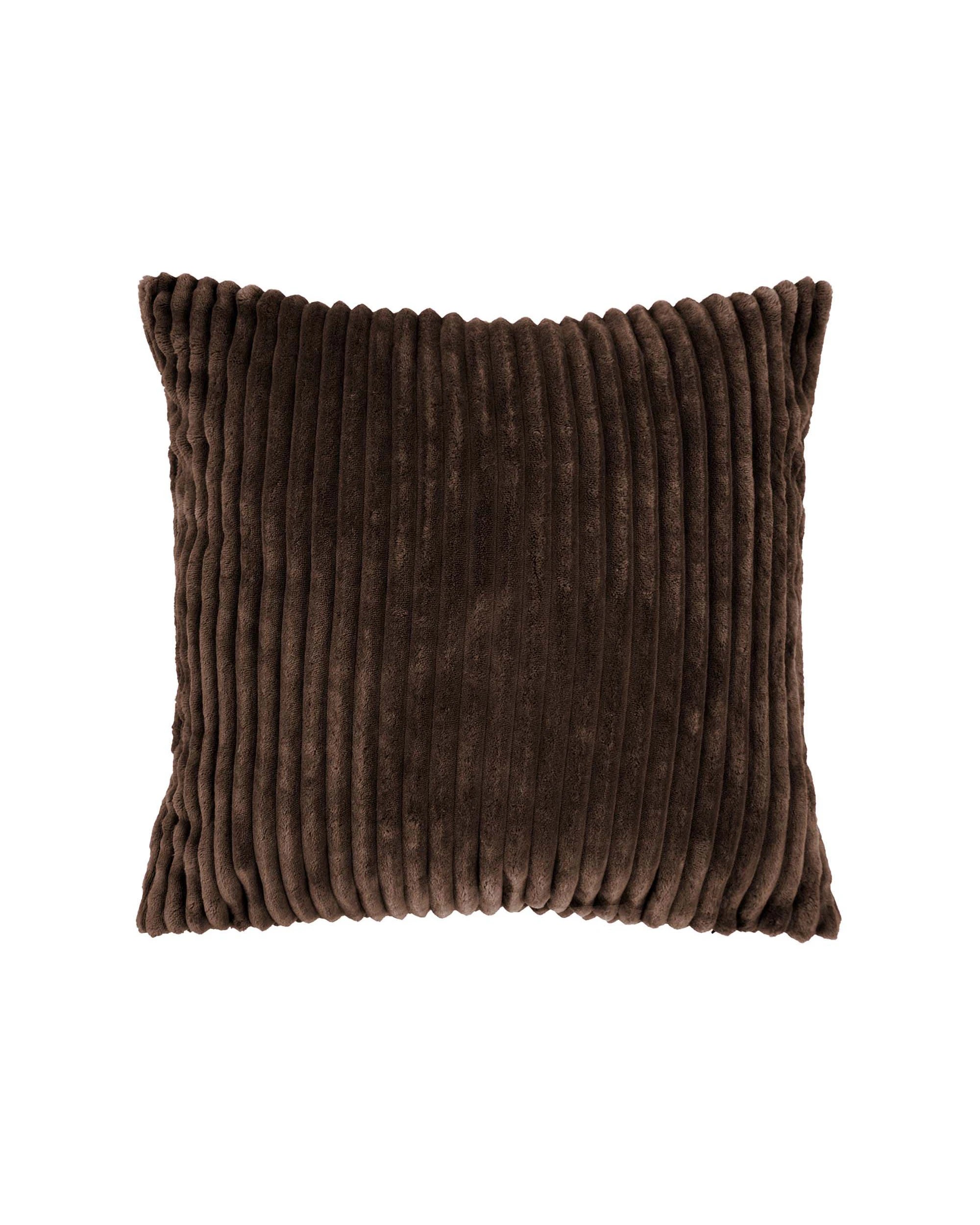 1 Bambury Channel Plush Velour Striped Square  Cushion Chocolate - Brown, 1 of 3