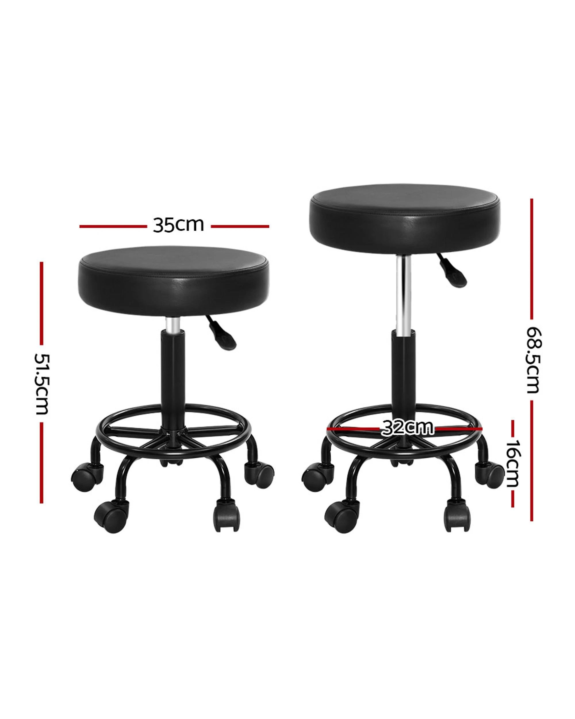 2 Artiss Salon Stool Round Swivel Chair - Black, 2 of 6