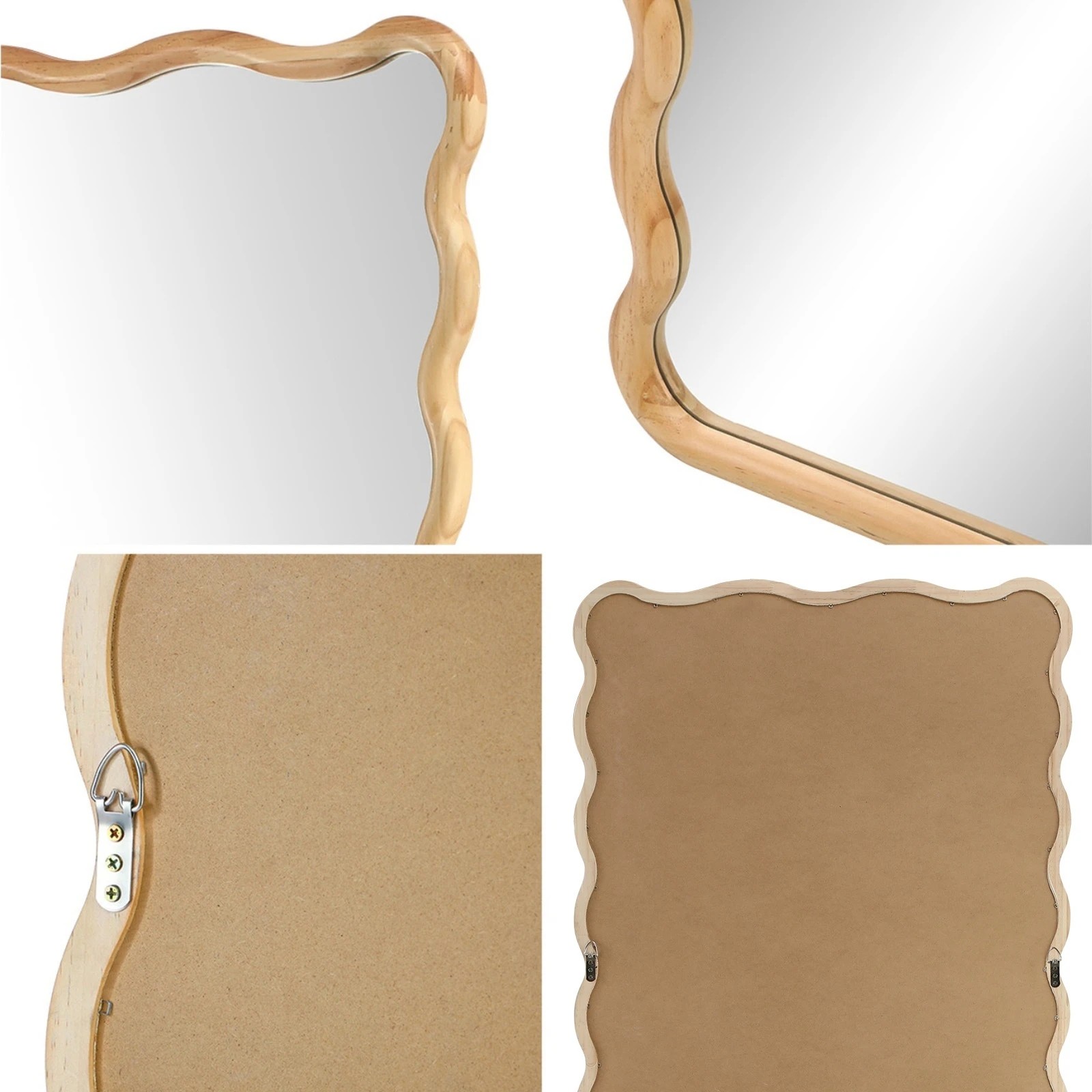 5 Oikiture Wooden Full Length Mirror 180x70cm Wavy Dressing Floor Mirrors
 - Natural, 5 of 9