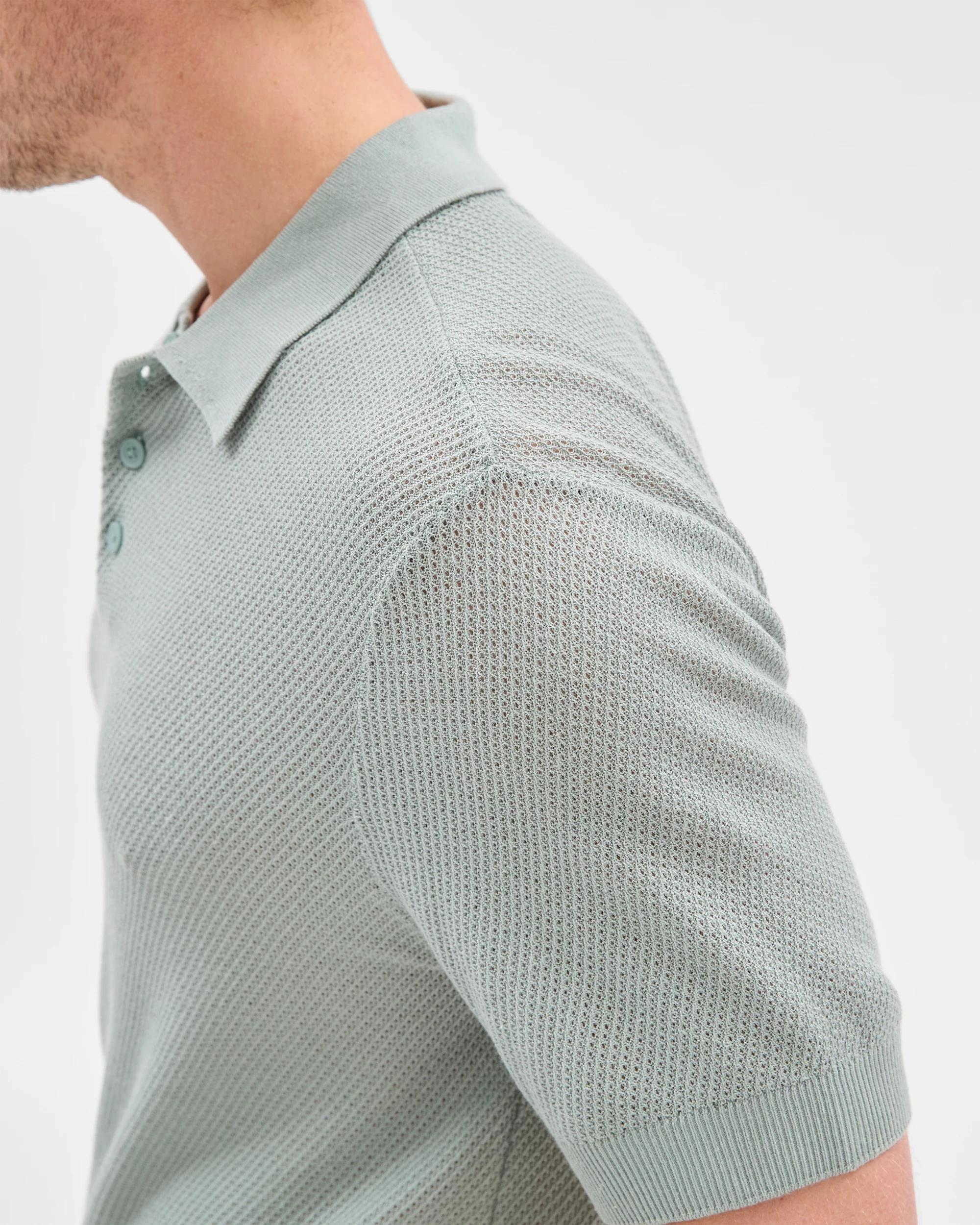 5 Australian Cotton Blend Knit Polo Top - Preview GREEN, 5 of 6