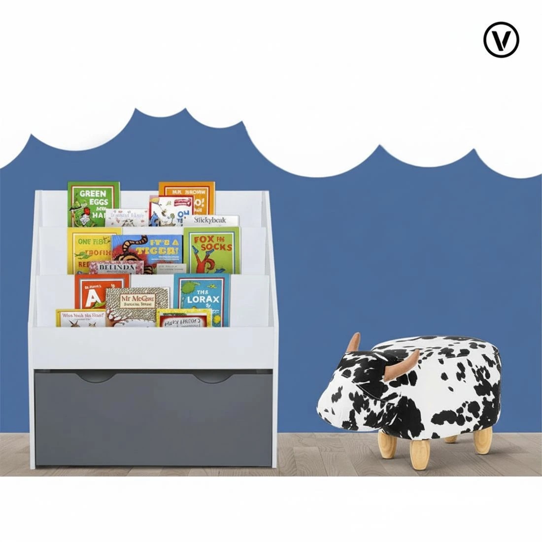 8 Keezi 3 Tiers Kids Bookshelf Magazine Rack Children Bookcase Organiser - White, 8 of 8