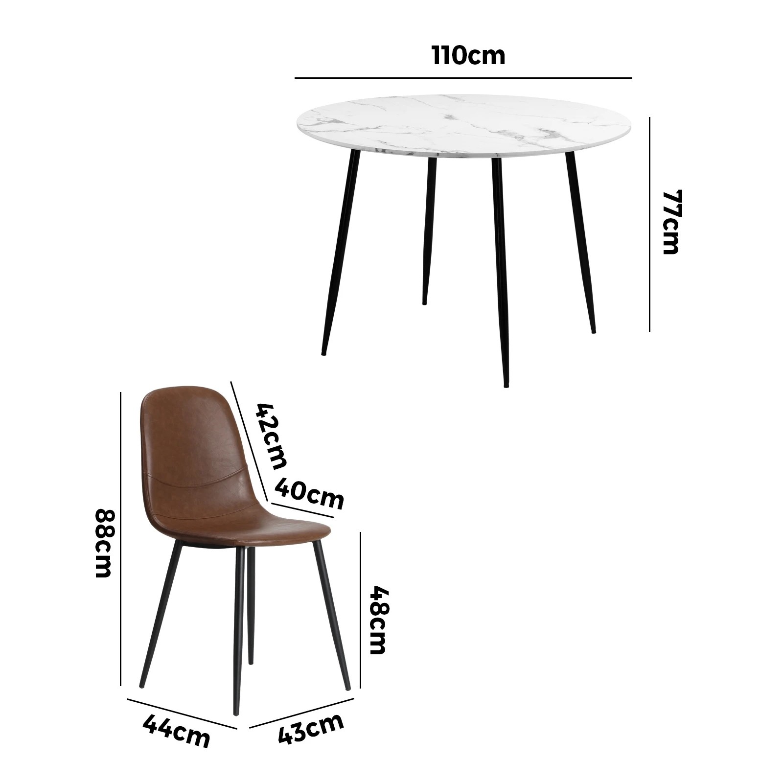 9 Oikiture 110cm Round Dining Table With 4pcs Pu Leather Dining Chairs
 - Multi, 9 of 10