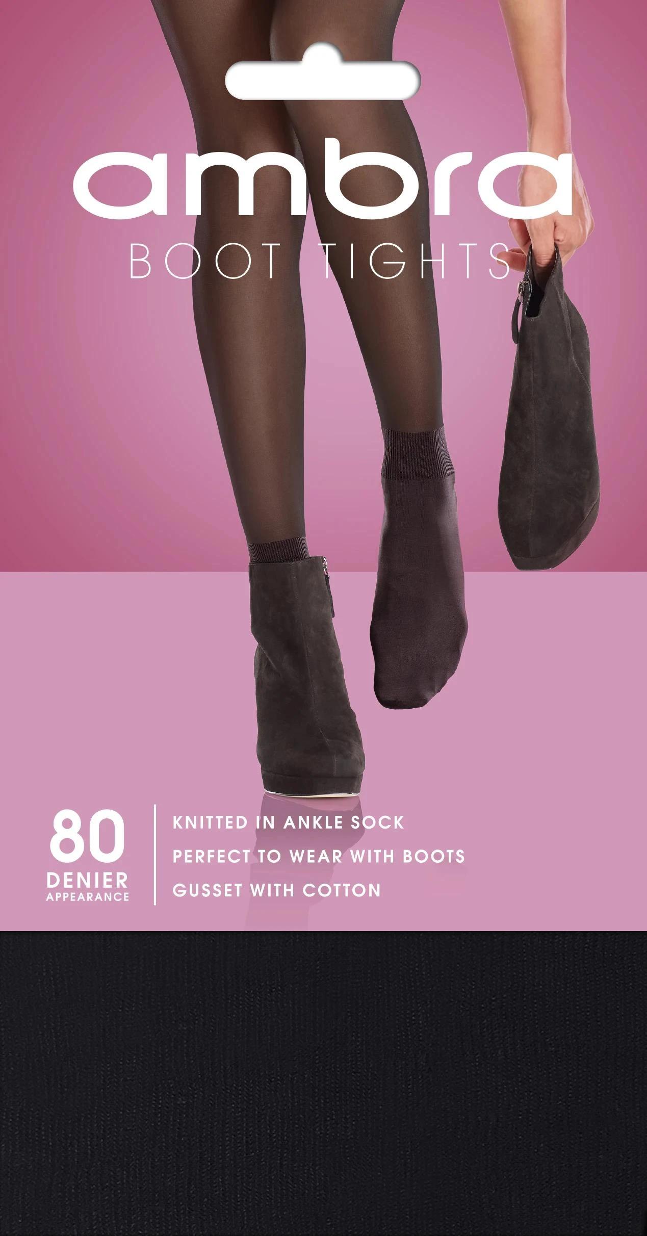 1 Ambra 1 Pack 80 Denier Opaque Boot Tights BLACK, 1 of 1