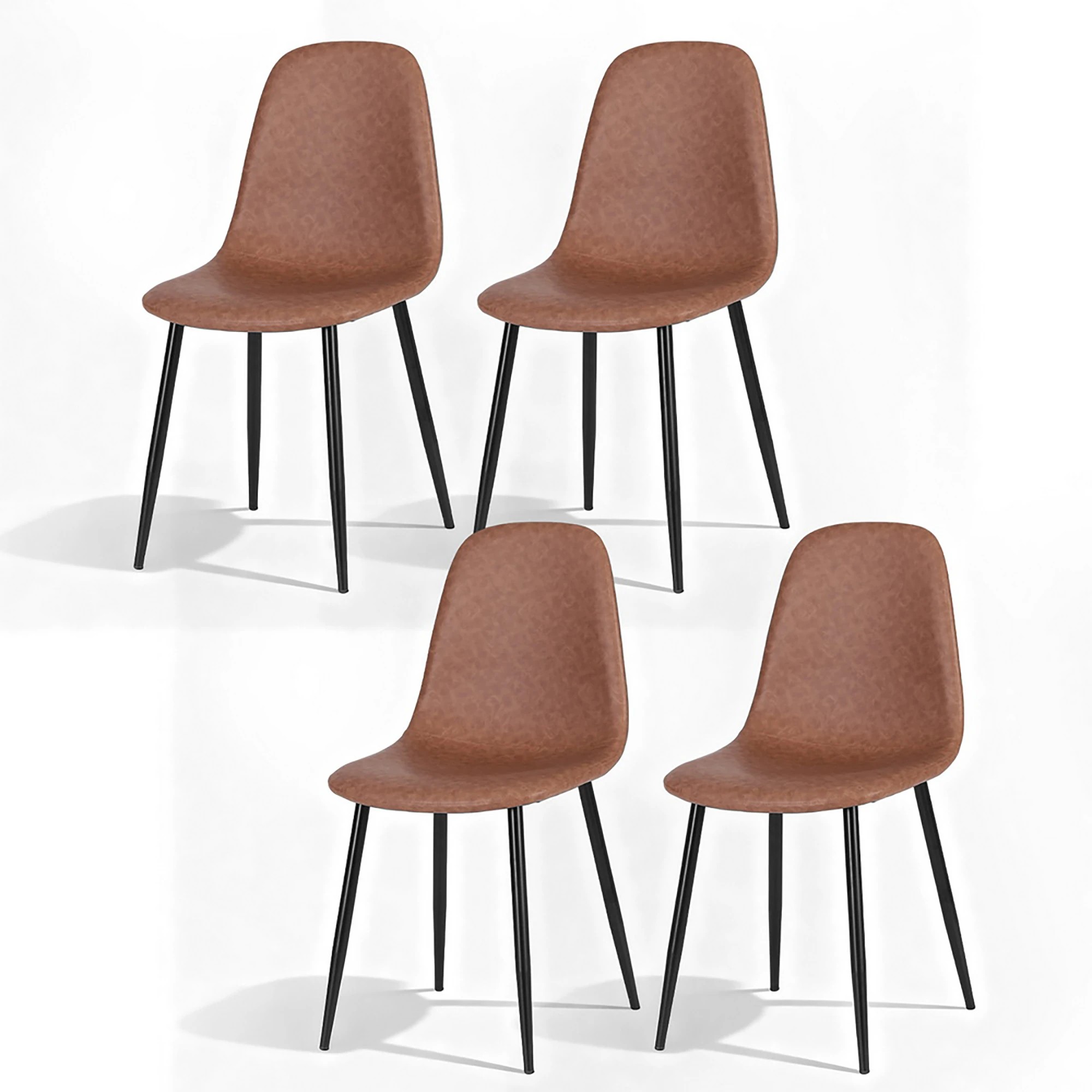 1 Artiss 4x Dining Chairs Retro PU Leather Kitchen Lounge Cafe Accent Chair - Brown, 1 of 6