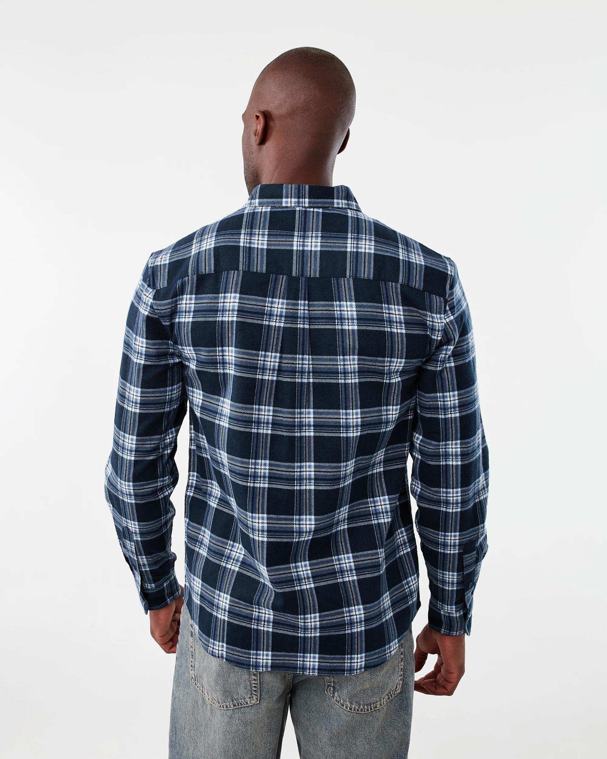 3 Long Sleeve Printed Plaid Shirt Nvy Check, 3 of 7