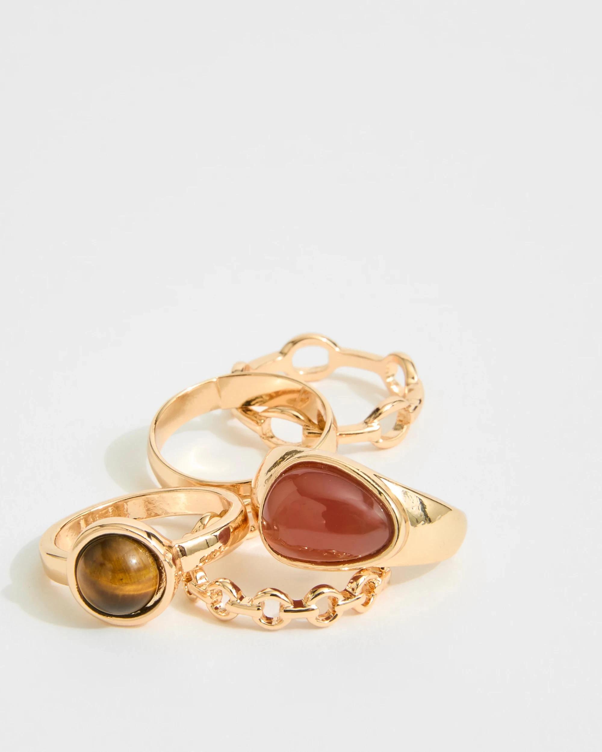 2 Target Woman 5 Pack Gem Statement Ring Set GOLD LOOK, 2 of 2
