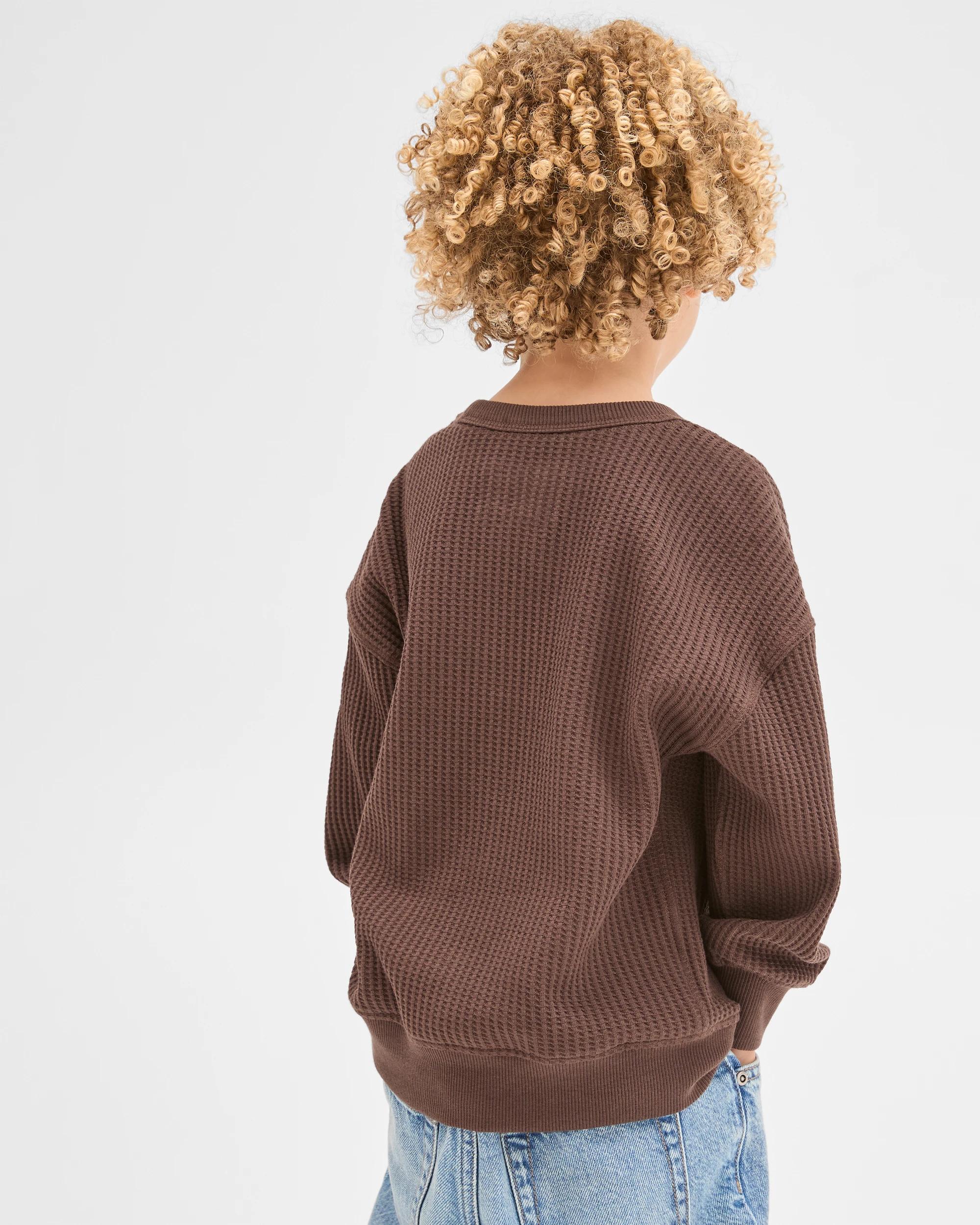4 Target Kids Australian Cotton Long Sleeve Oversized Waffle T-Shirt HOT FUDGE, 4 of 6