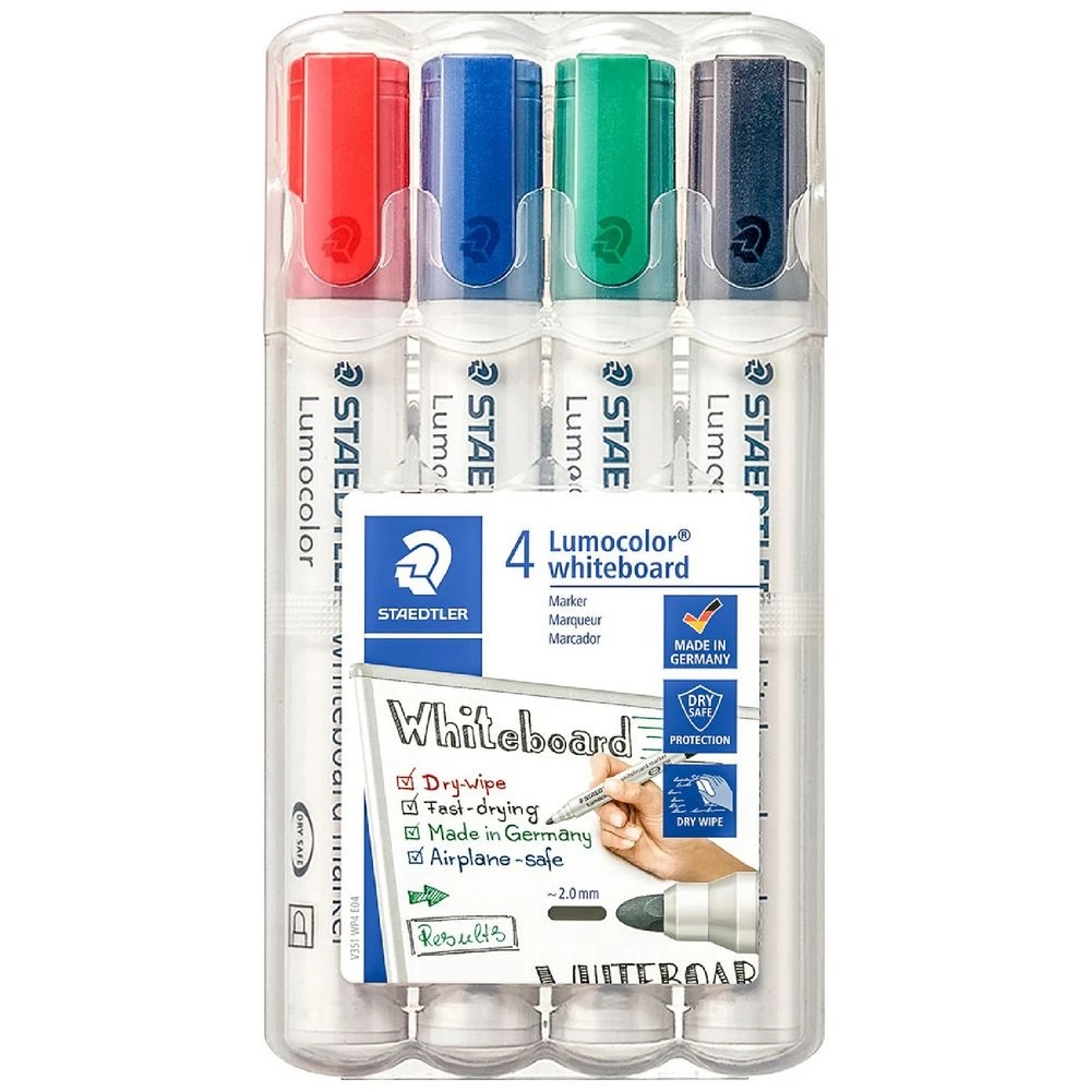 1 Staedtler Lumocolor Whiteboard Markers Bullet Assorted 4 Pack, 1 of 10
