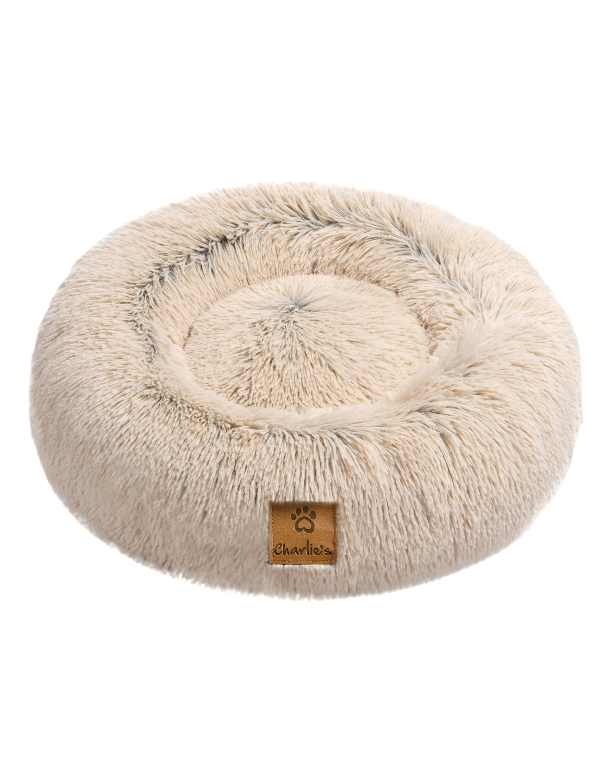 4 Charlie's Shaggy Faux Fur Round Calming Dog Bed Large - Cream, 4 of 5