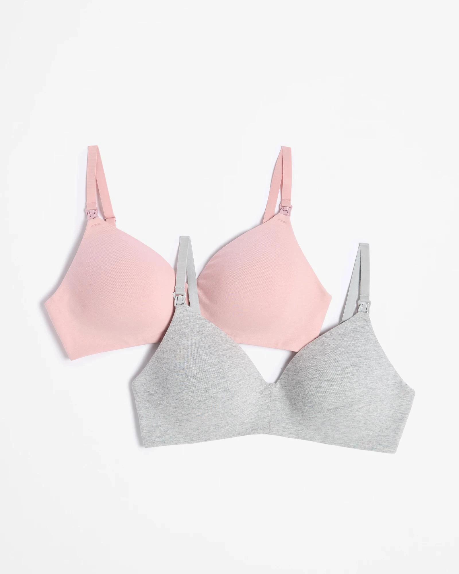 1 Target Maternity Organic Cotton 2 Pack Wirefree T-Shirt Bras SOFT ROSE/GREY MARLE, 1 of 5