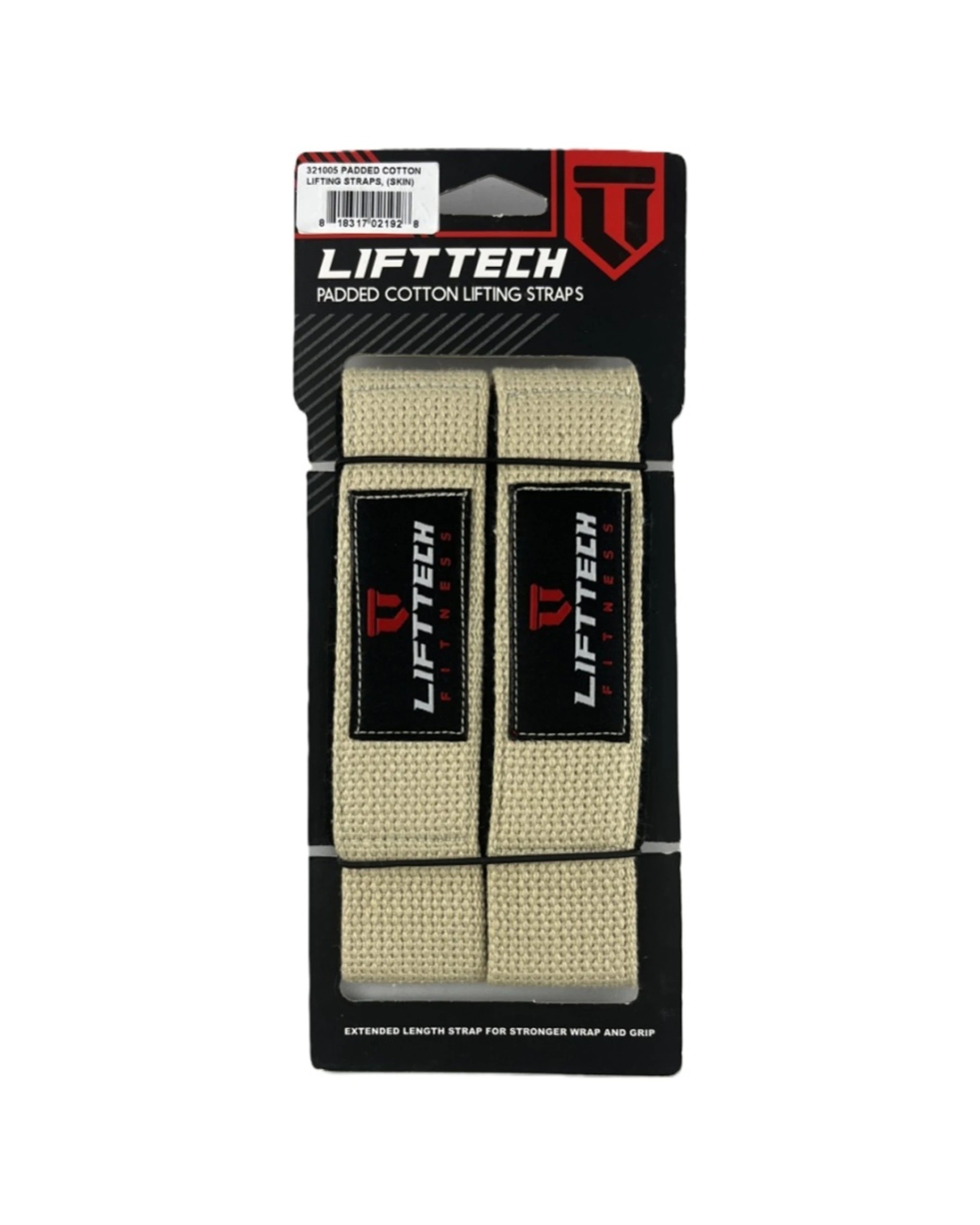 1 Lift-Tech Fitness 2pc Neo-Tech Padded Cotton Wrist Support Lifting Straps 21.5 Inch Skin - Beige, 1 of 2