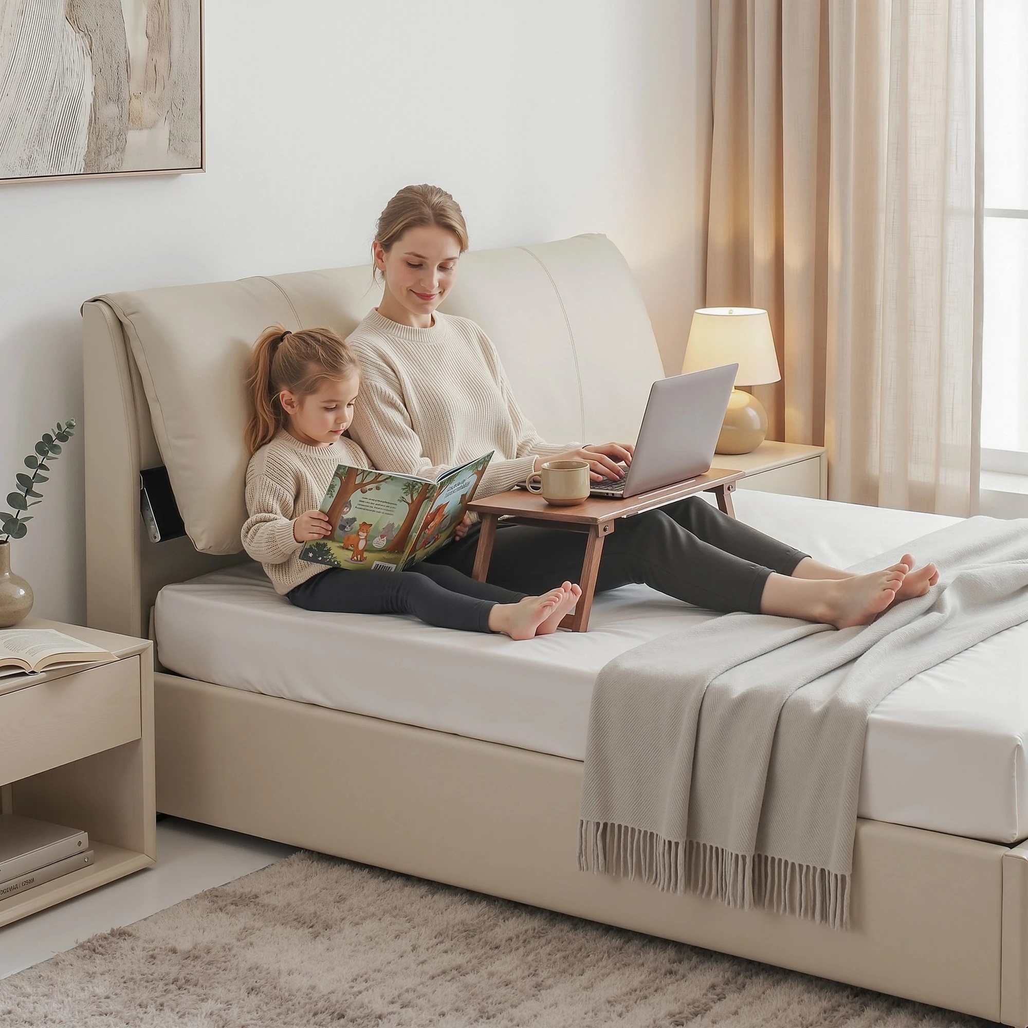 8 Artiss Bed Frame Gas Lift Storage 3 Drawers Adjustable Headboard Platform Base - King Bed - Beige, 8 of 10