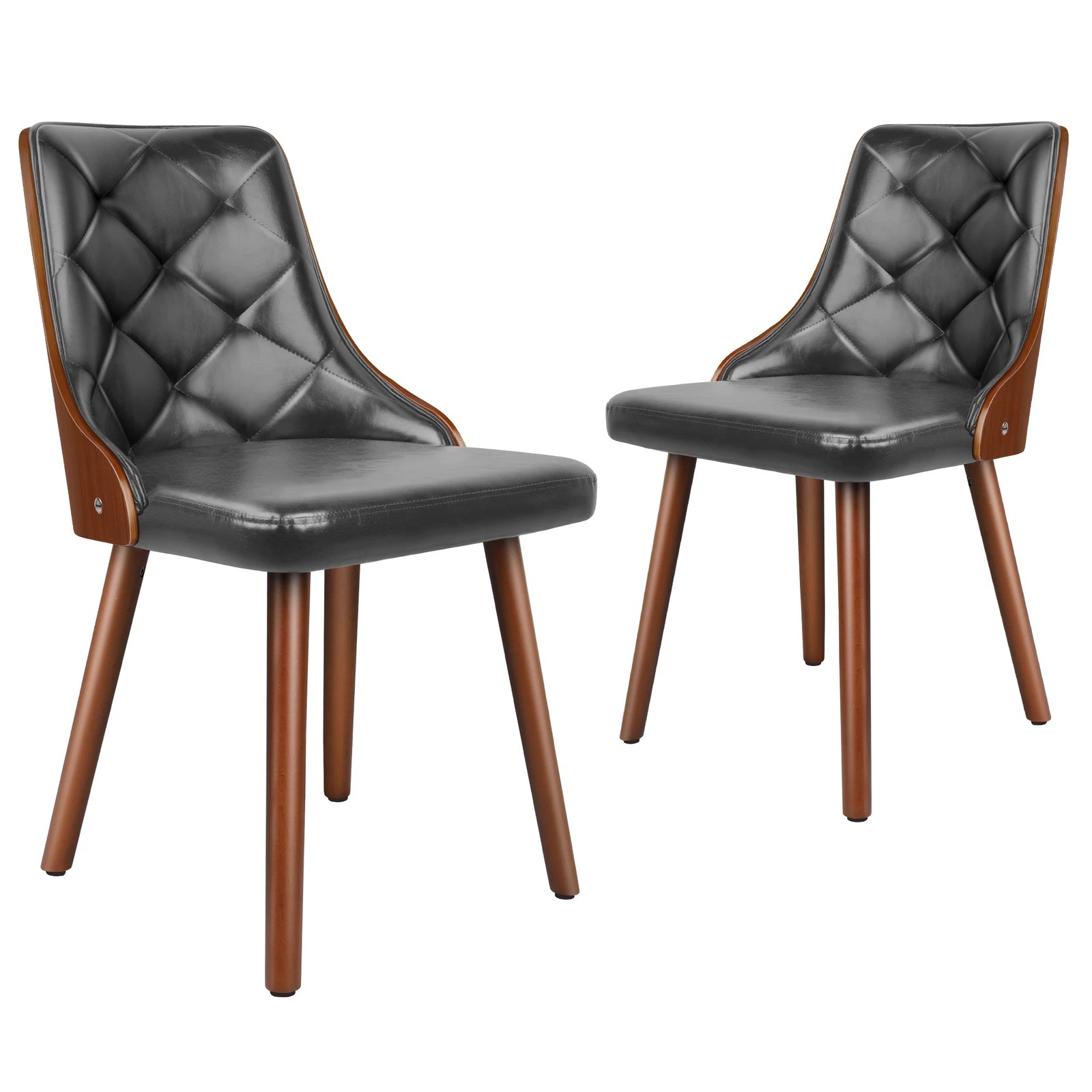 7 Alfordson 2x Dining Chairs Wooden Kitchen Chair Padded Tufted PU Leather - Grey, 7 of 10